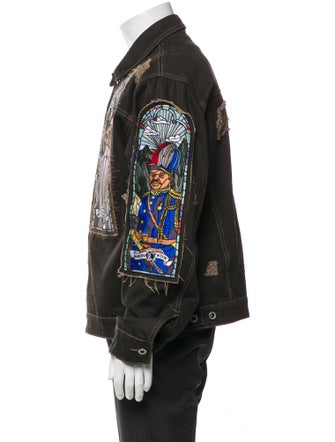 Who Decides War Graphic Print Trucker Jacket