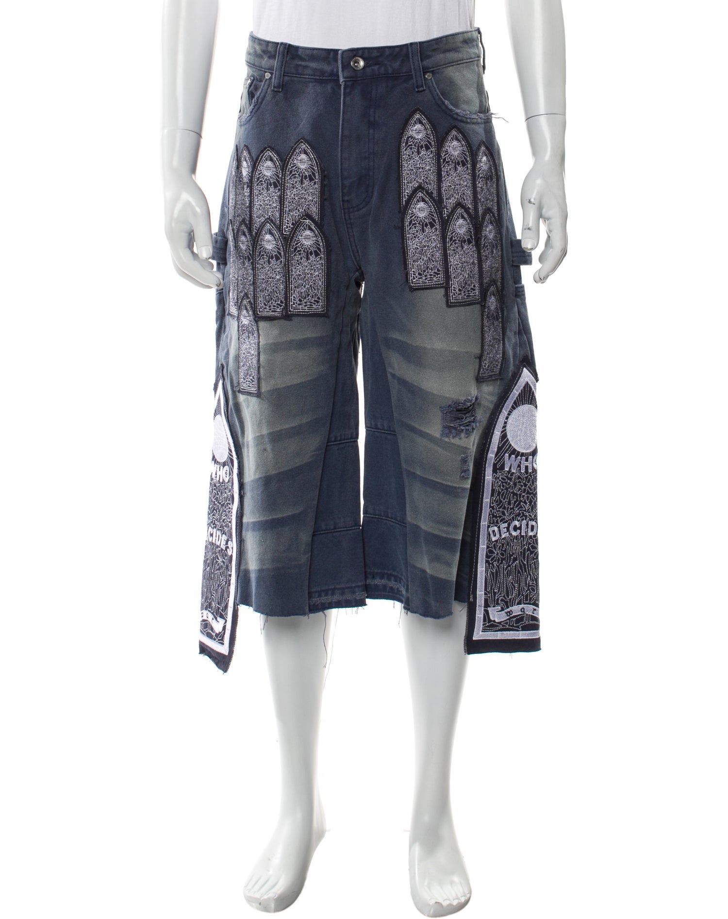 Who Decides War Printed Denim Shorts