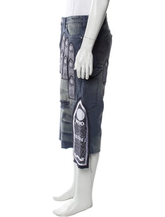 Who Decides War Printed Denim Shorts