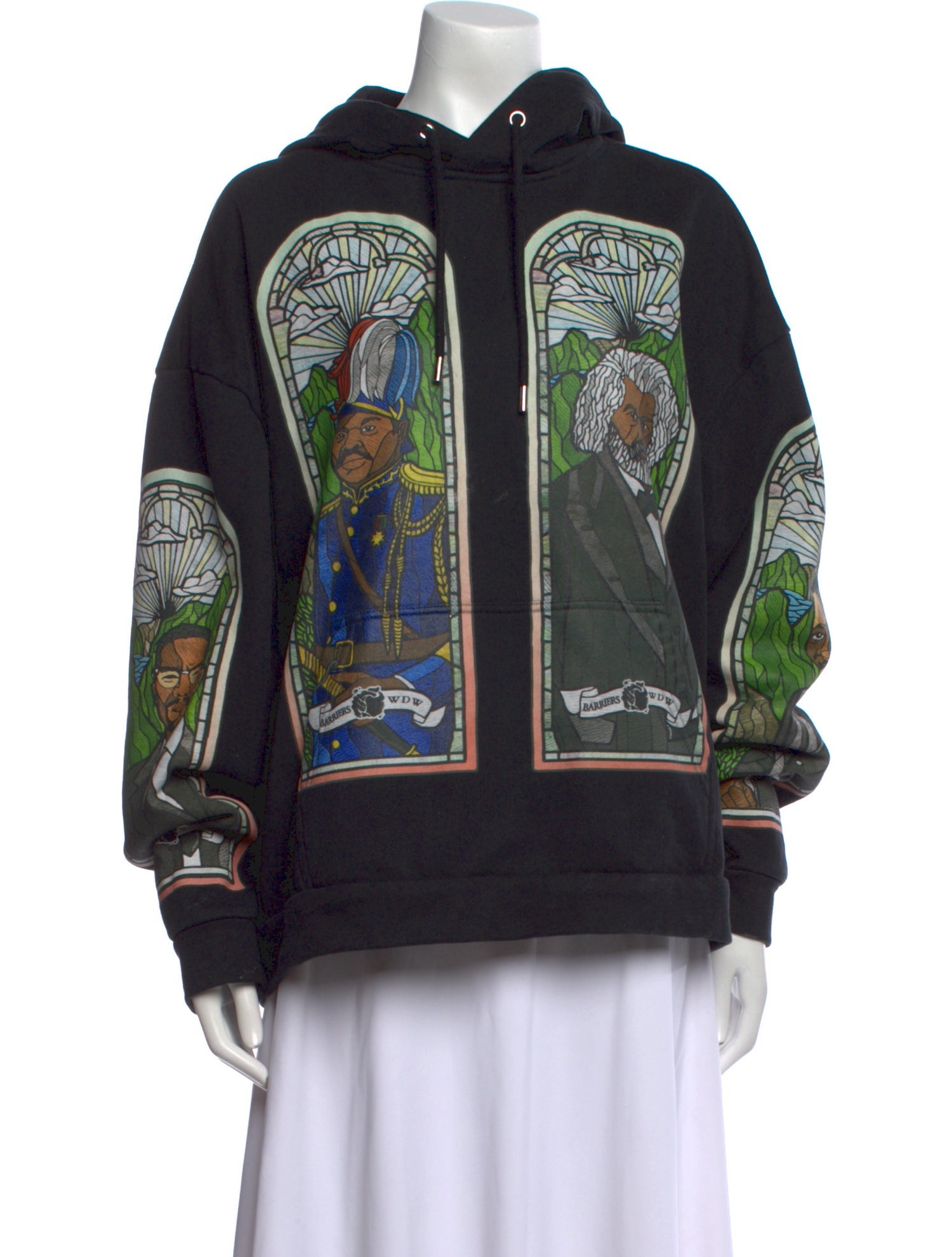 Who Decides War Graphic Print Mock Neck Sweatshirt