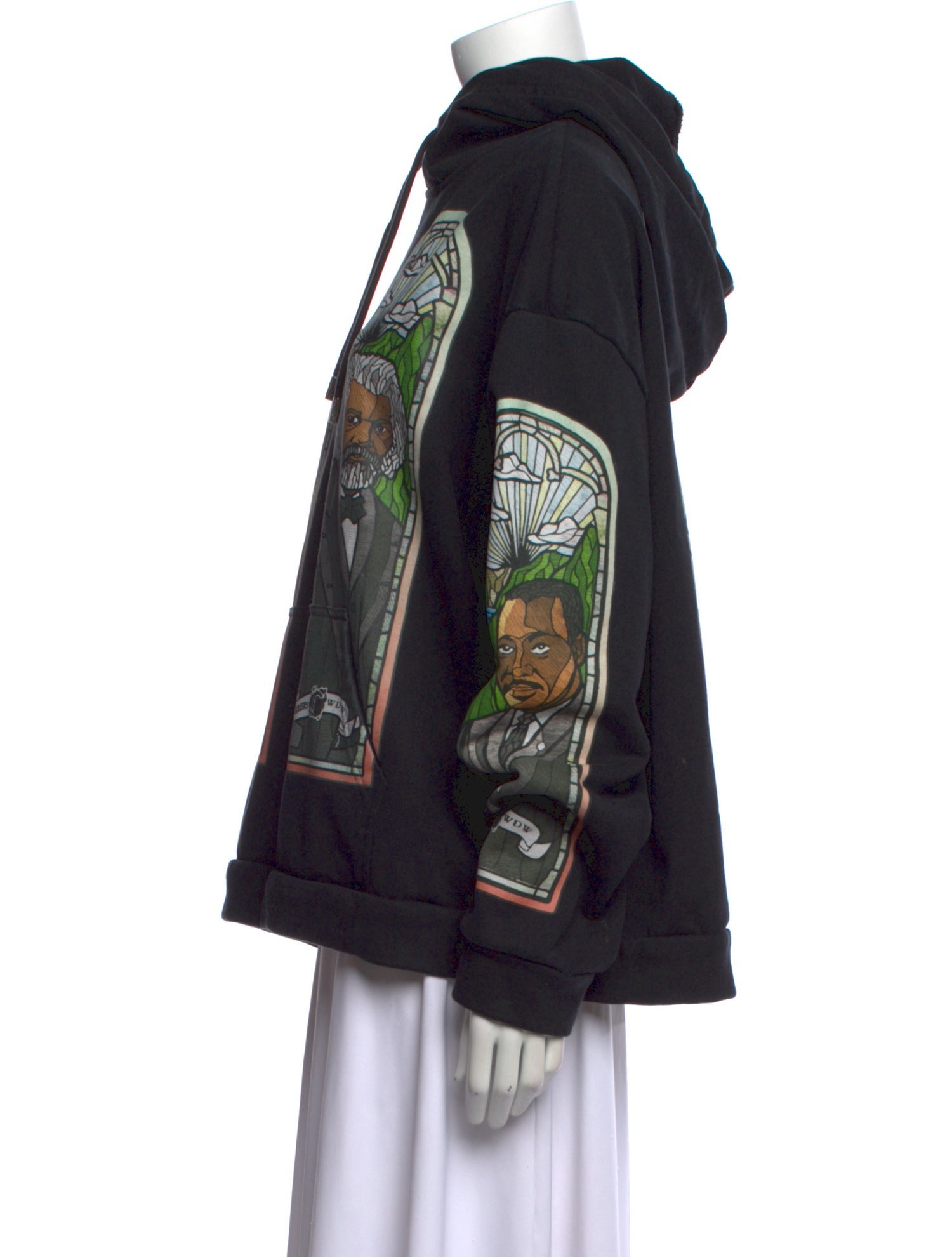 Who Decides War Graphic Print Mock Neck Sweatshirt