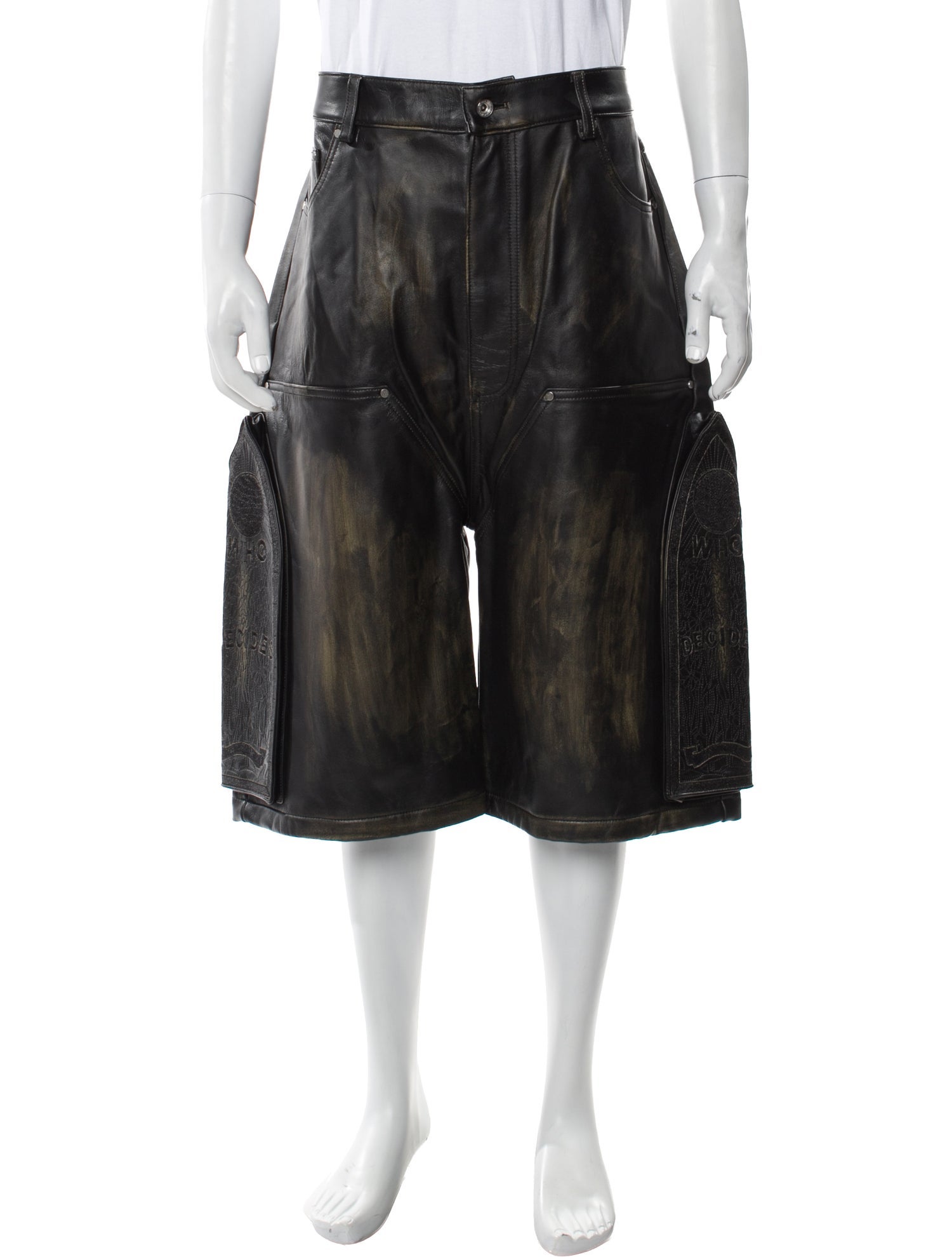 Who Decides War Leather Flat Front Shorts