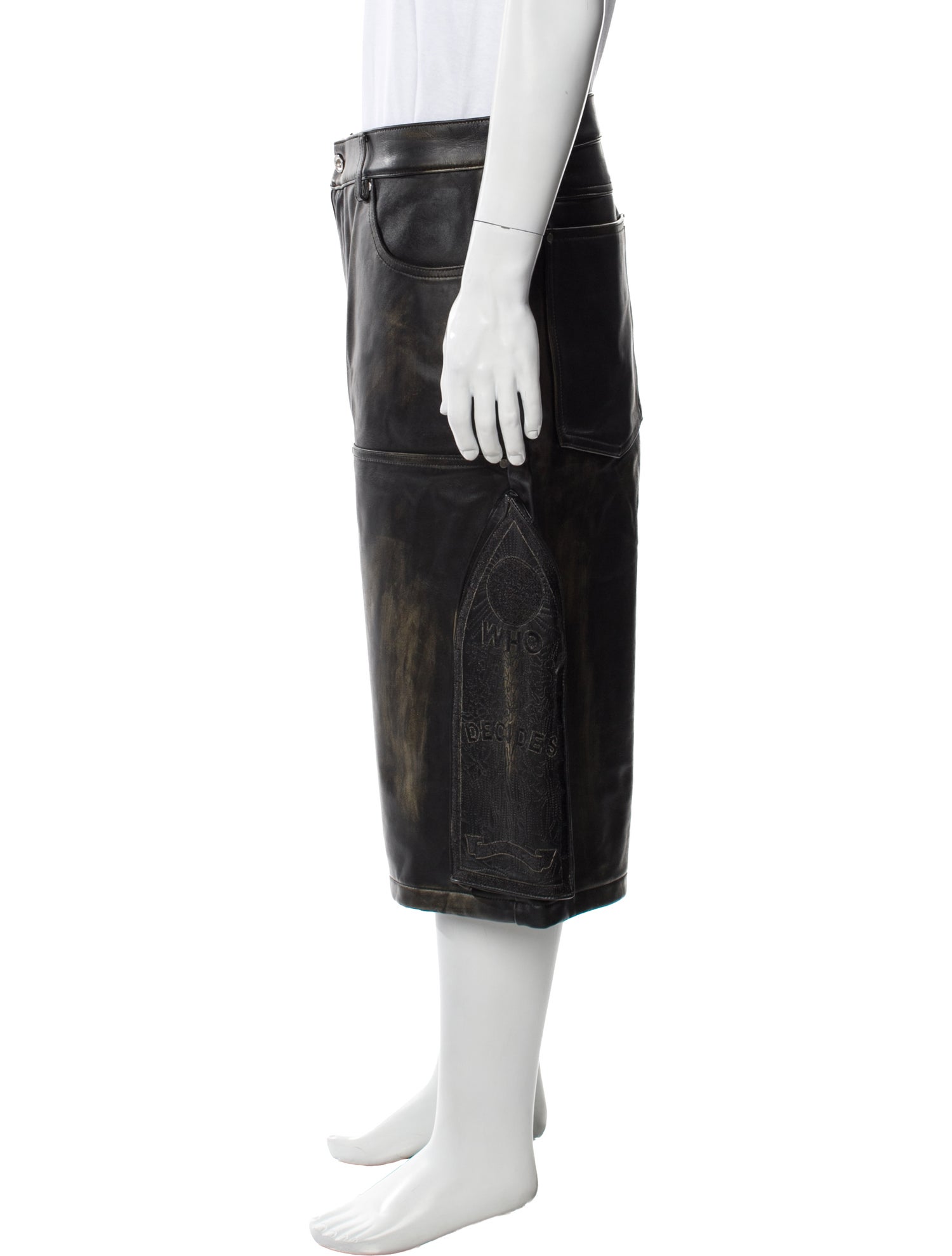 Who Decides War Leather Flat Front Shorts