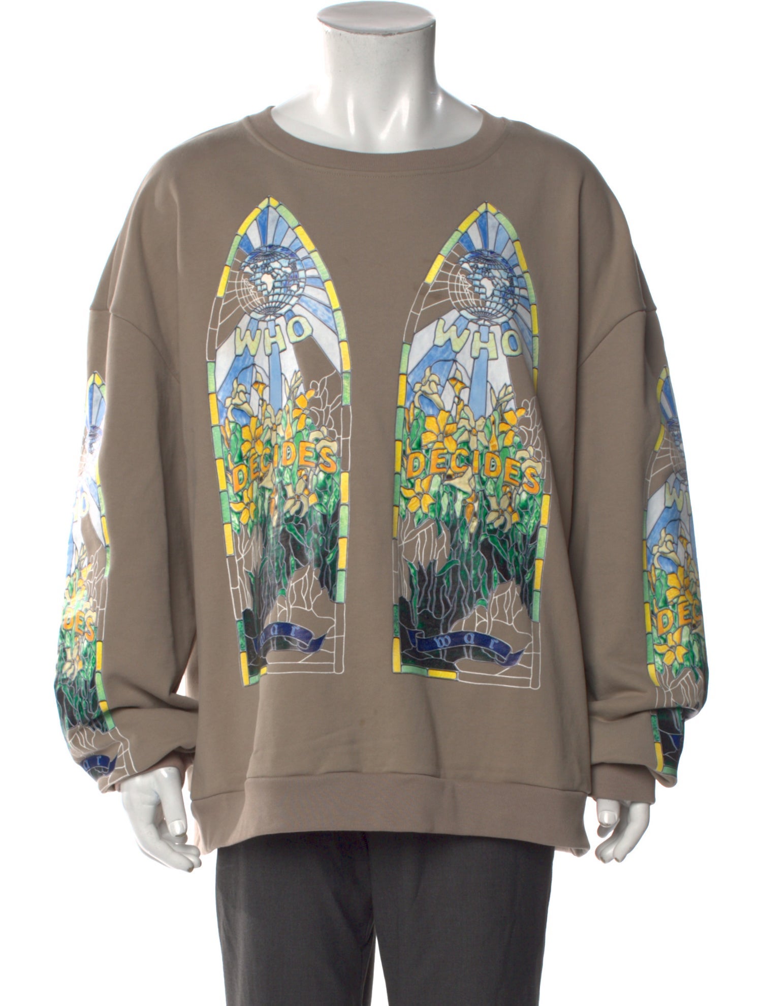 Who Decides War Graphic Print Crew Neck Sweatshirt