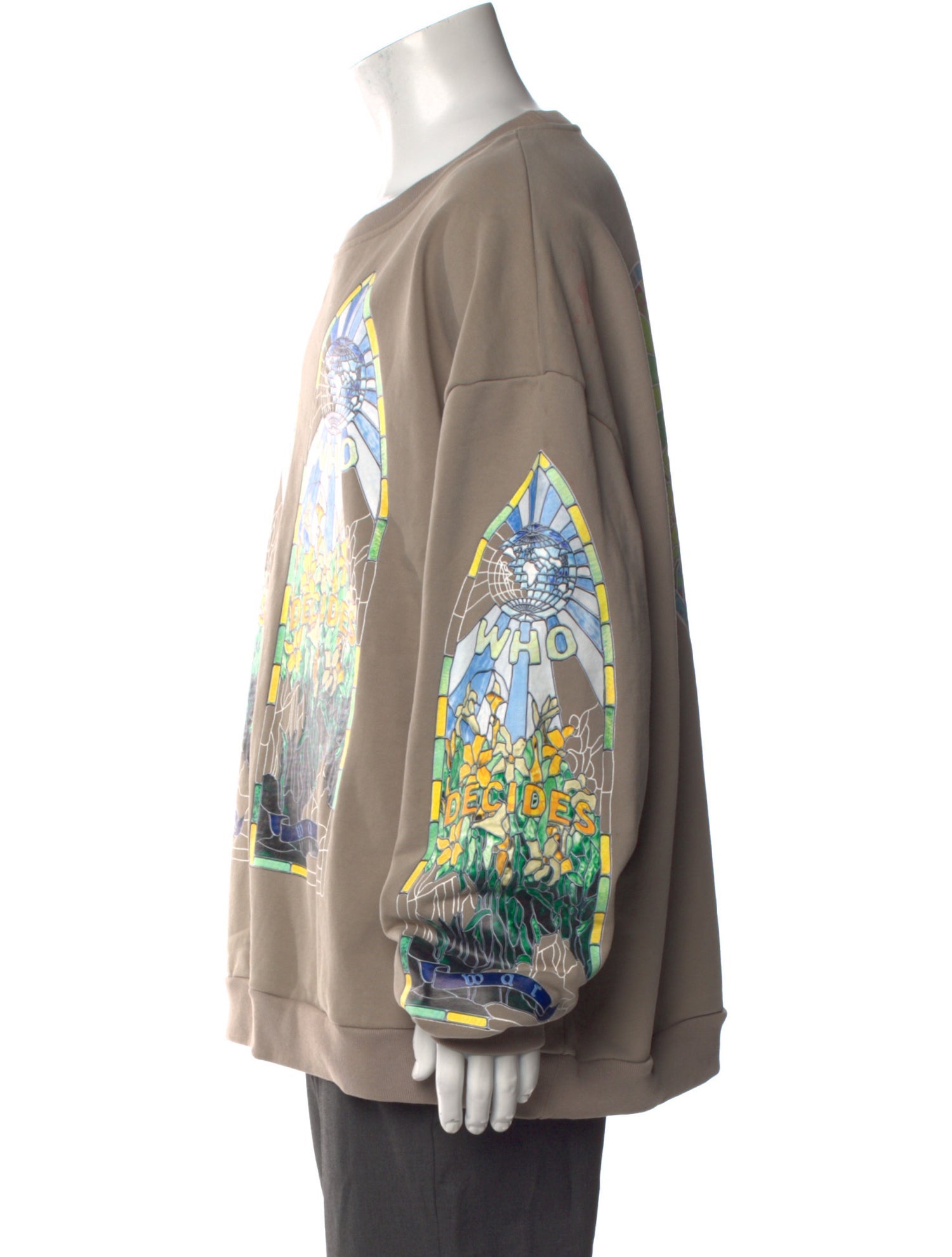 Who Decides War Graphic Print Crew Neck Sweatshirt