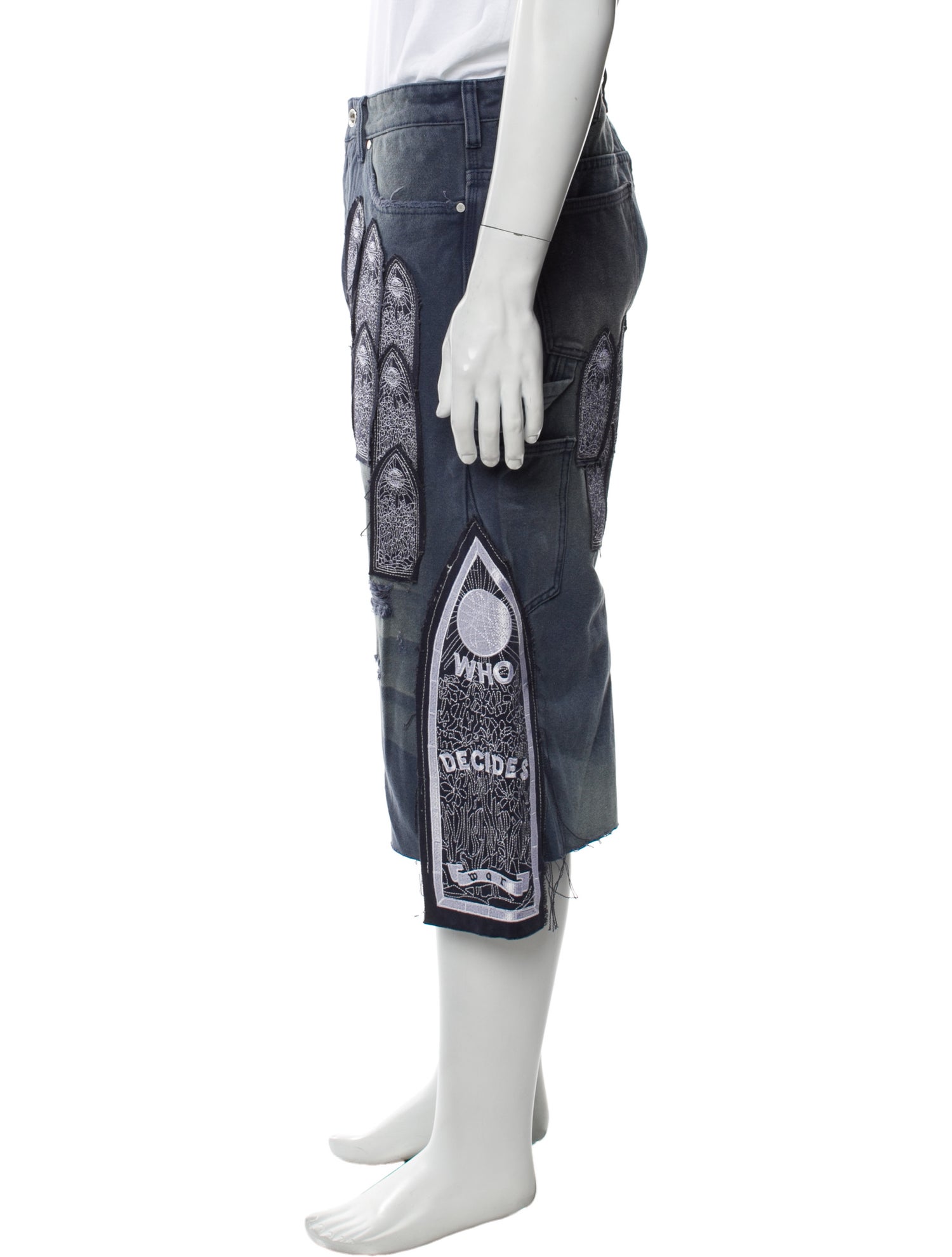 Who Decides War Patterned Denim Shorts w/ Tags