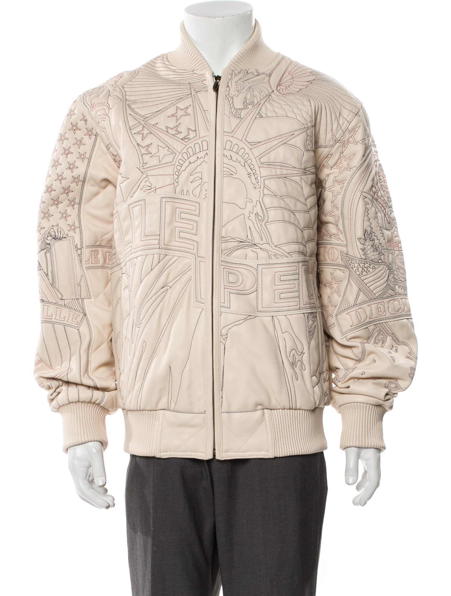 Who Decides War Leather Printed Bomber Jacket w/ Tags