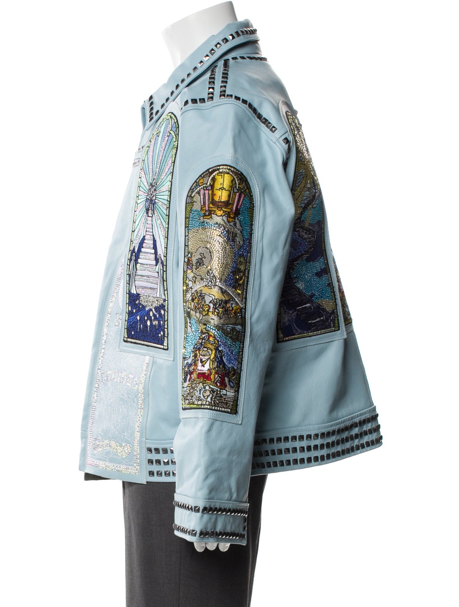 Who Decides War Leather Graphic Print Denim Jacket w/ Tags