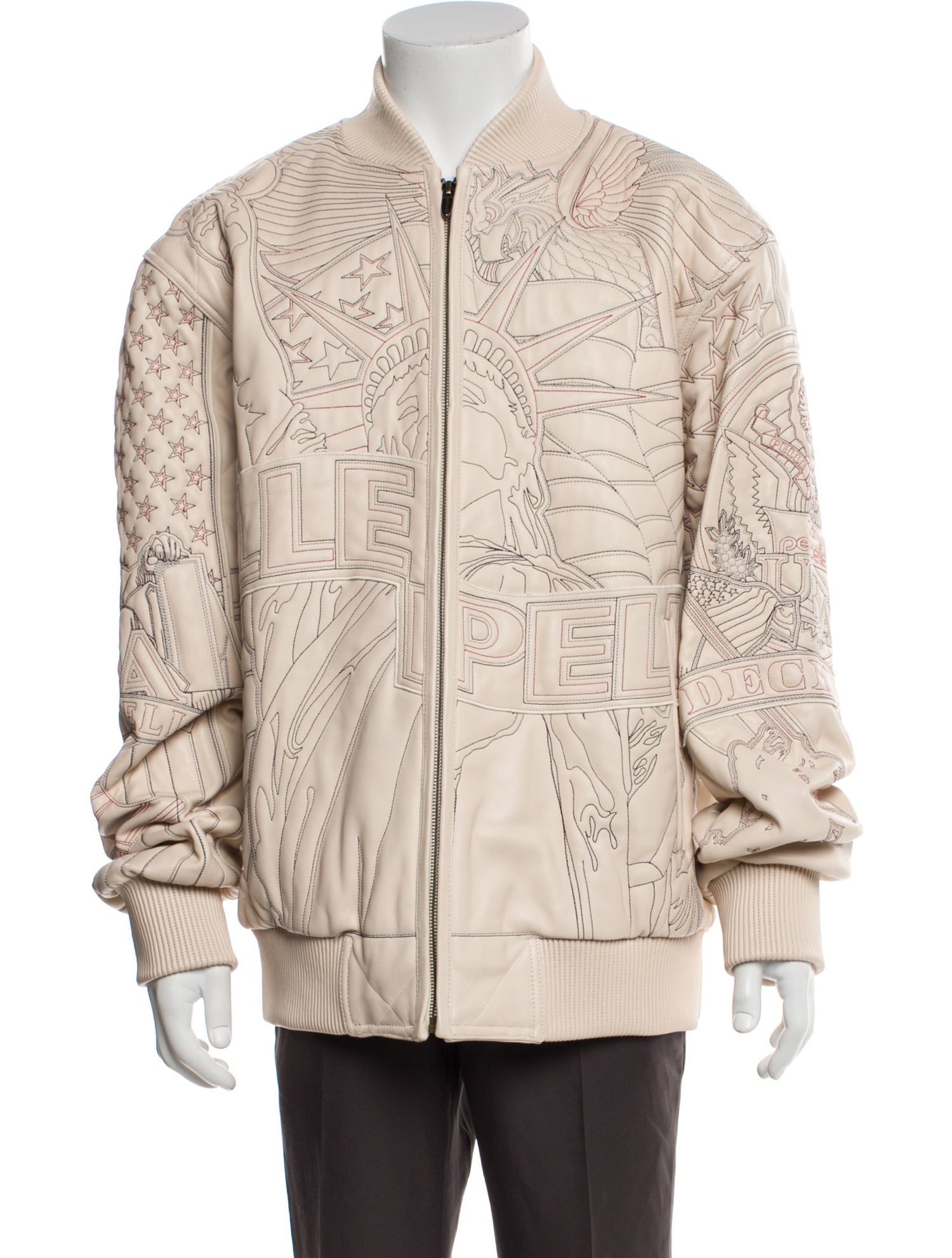 Who Decides War Leather Patterned Bomber Jacket