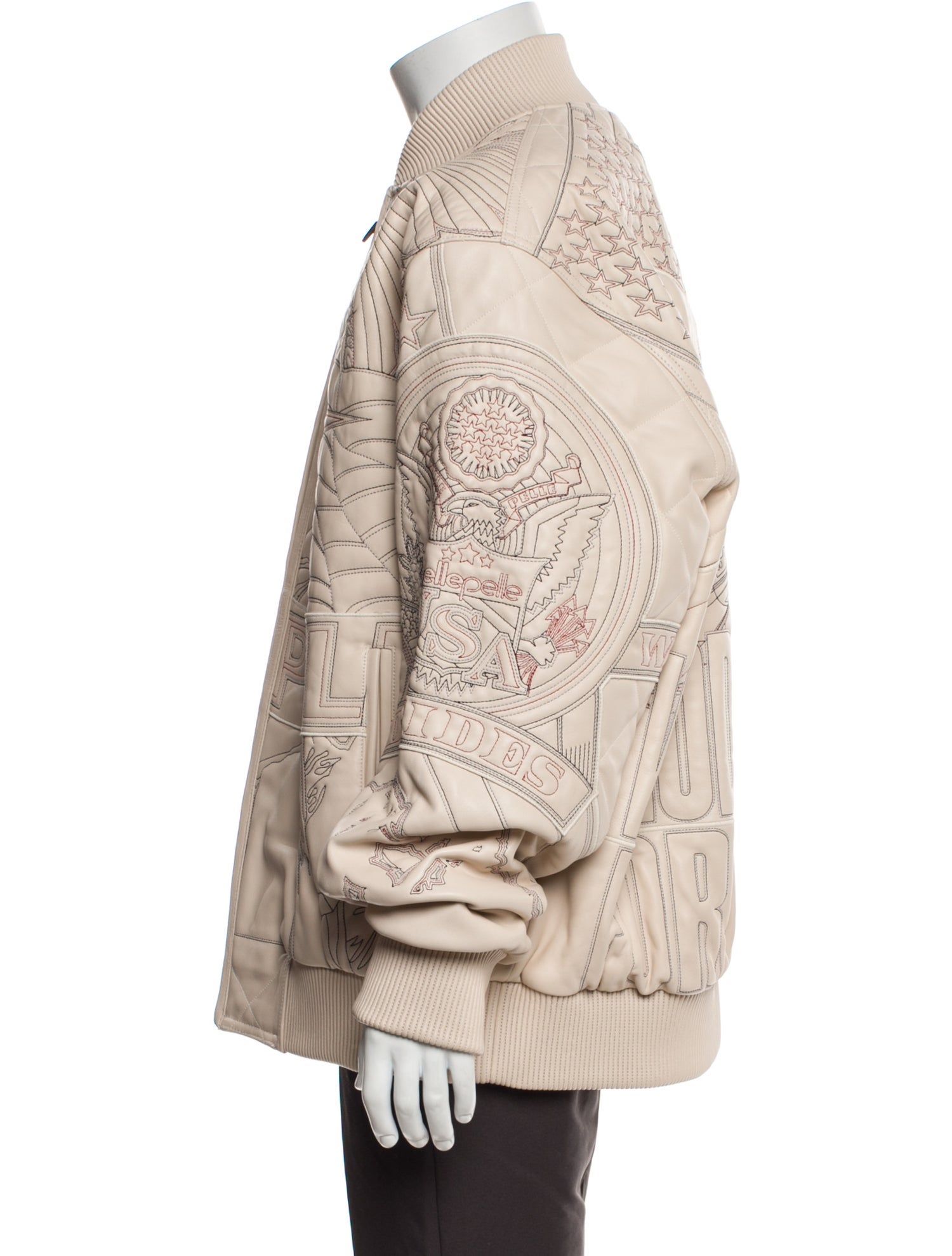 Who Decides War Leather Patterned Bomber Jacket