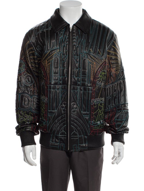 Who Decides War Leather Patterned Bomber Jacket