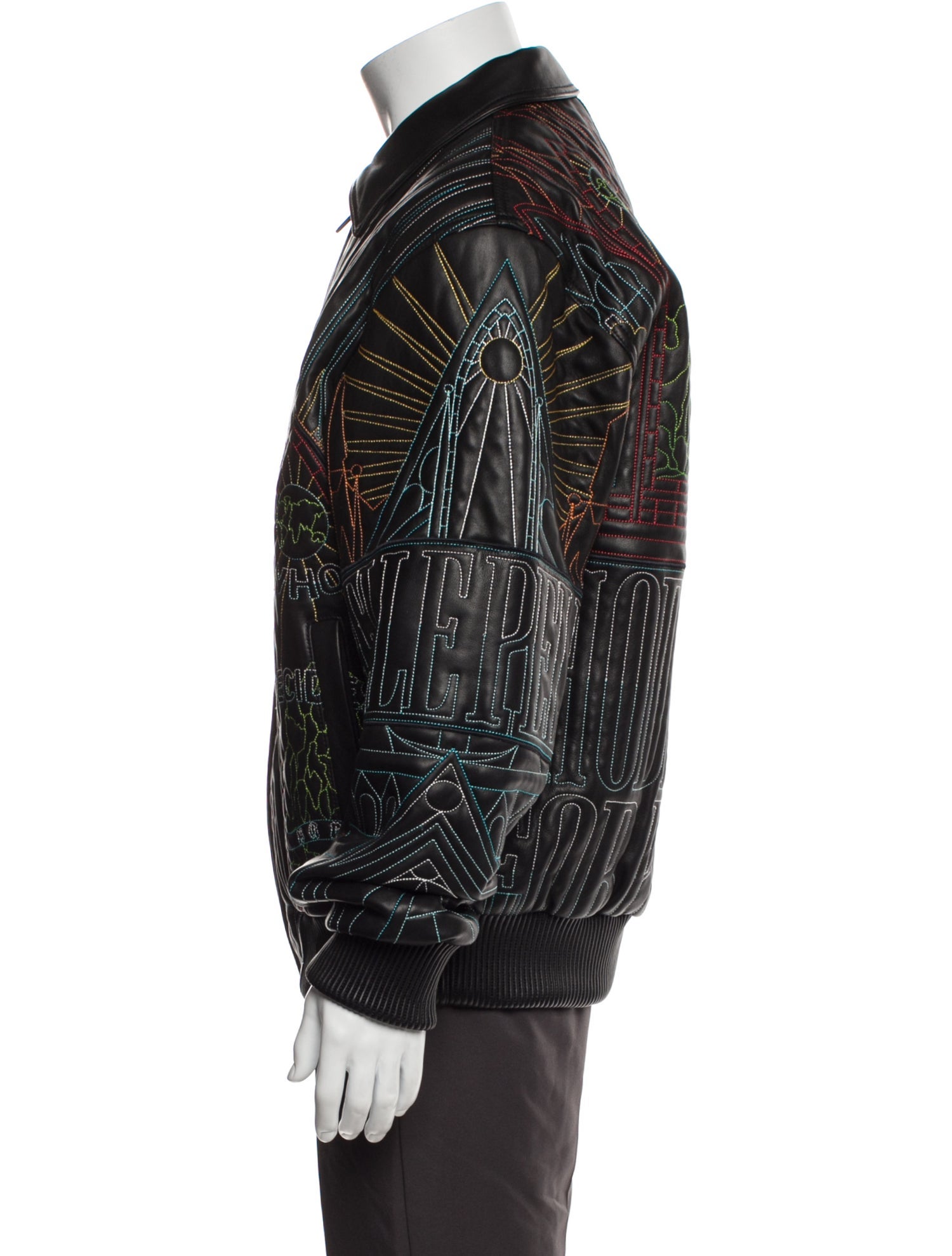 Who Decides War Leather Patterned Bomber Jacket