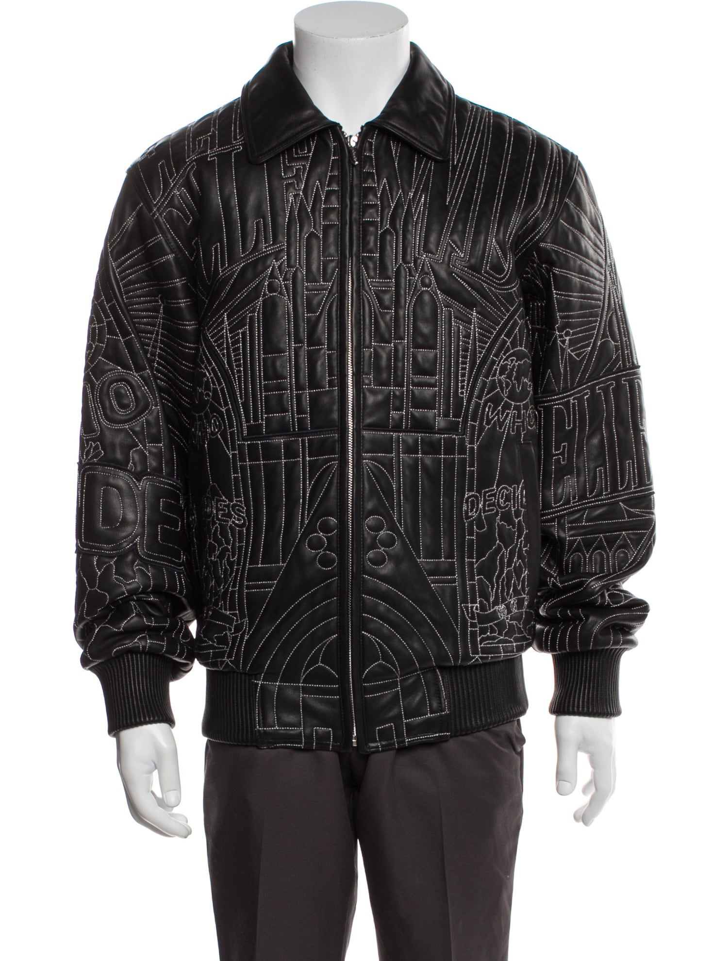 Who Decides War Leather Patterned Bomber Jacket