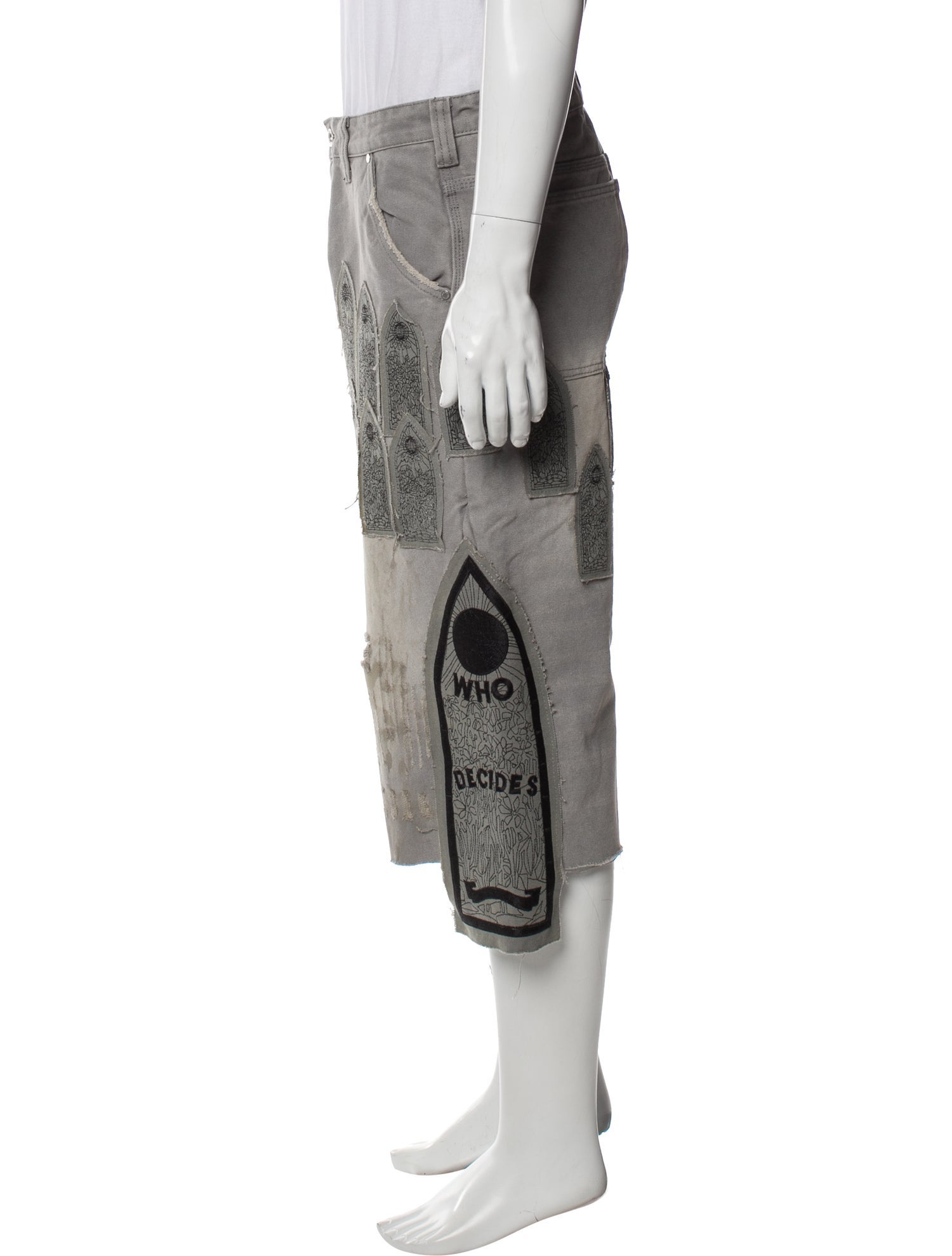 Who Decides War Printed Denim Shorts