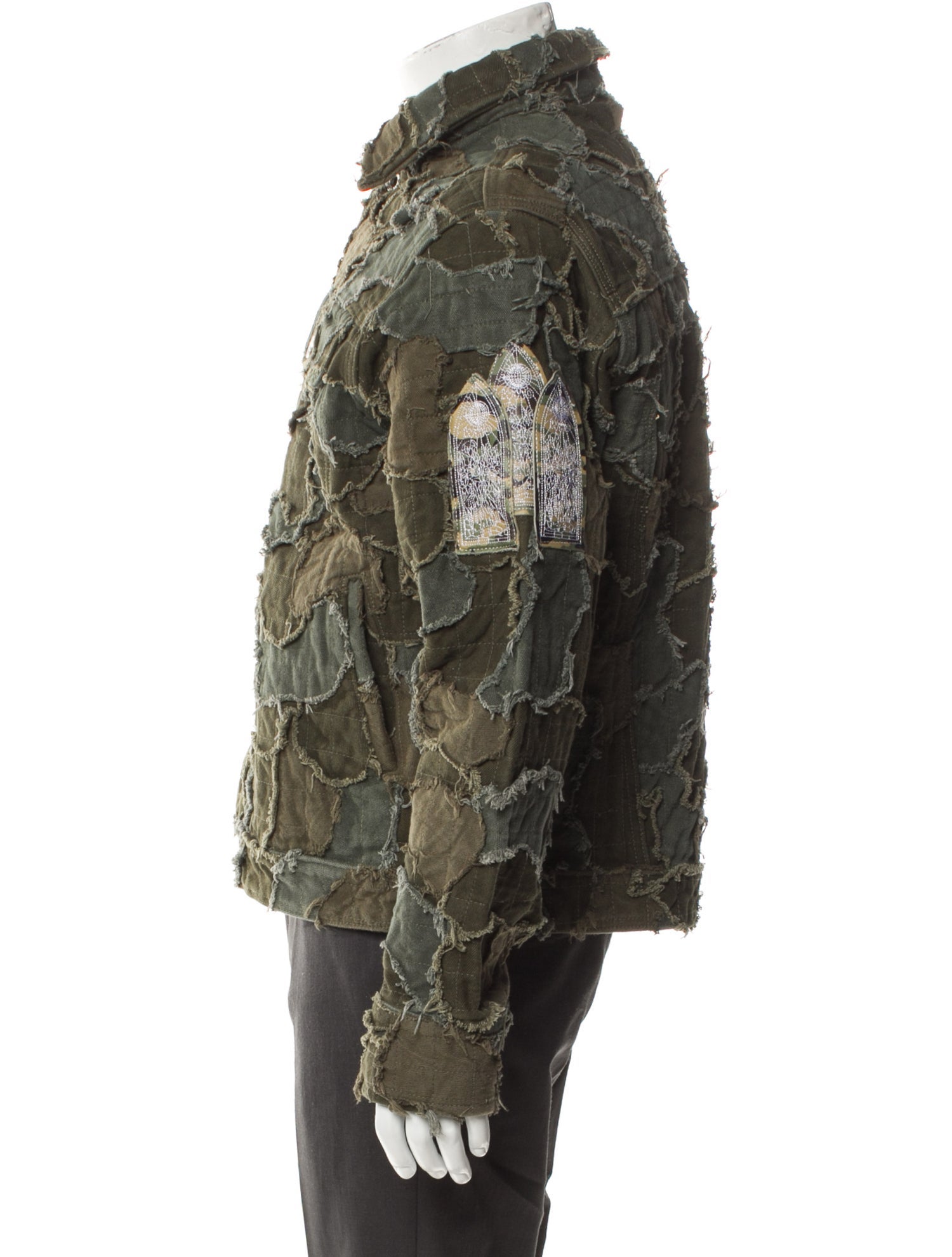 Who Decides War Camouflage Patterned Denim Jacket