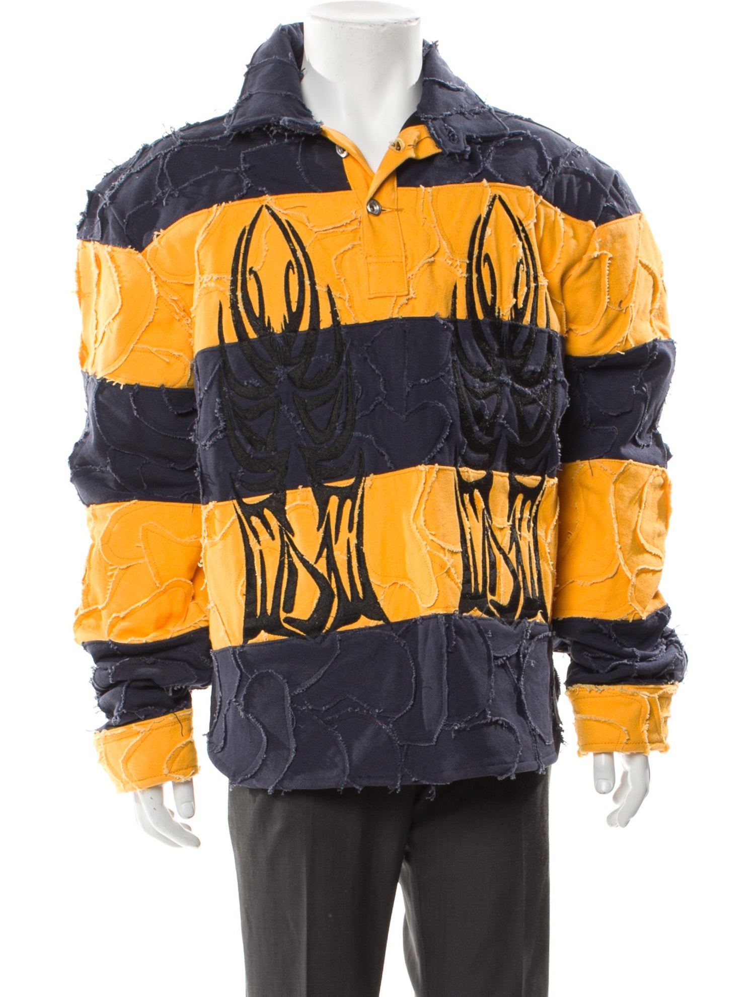 Who Decides War Winged Rugby Colorblock Pattern Puffer Coat