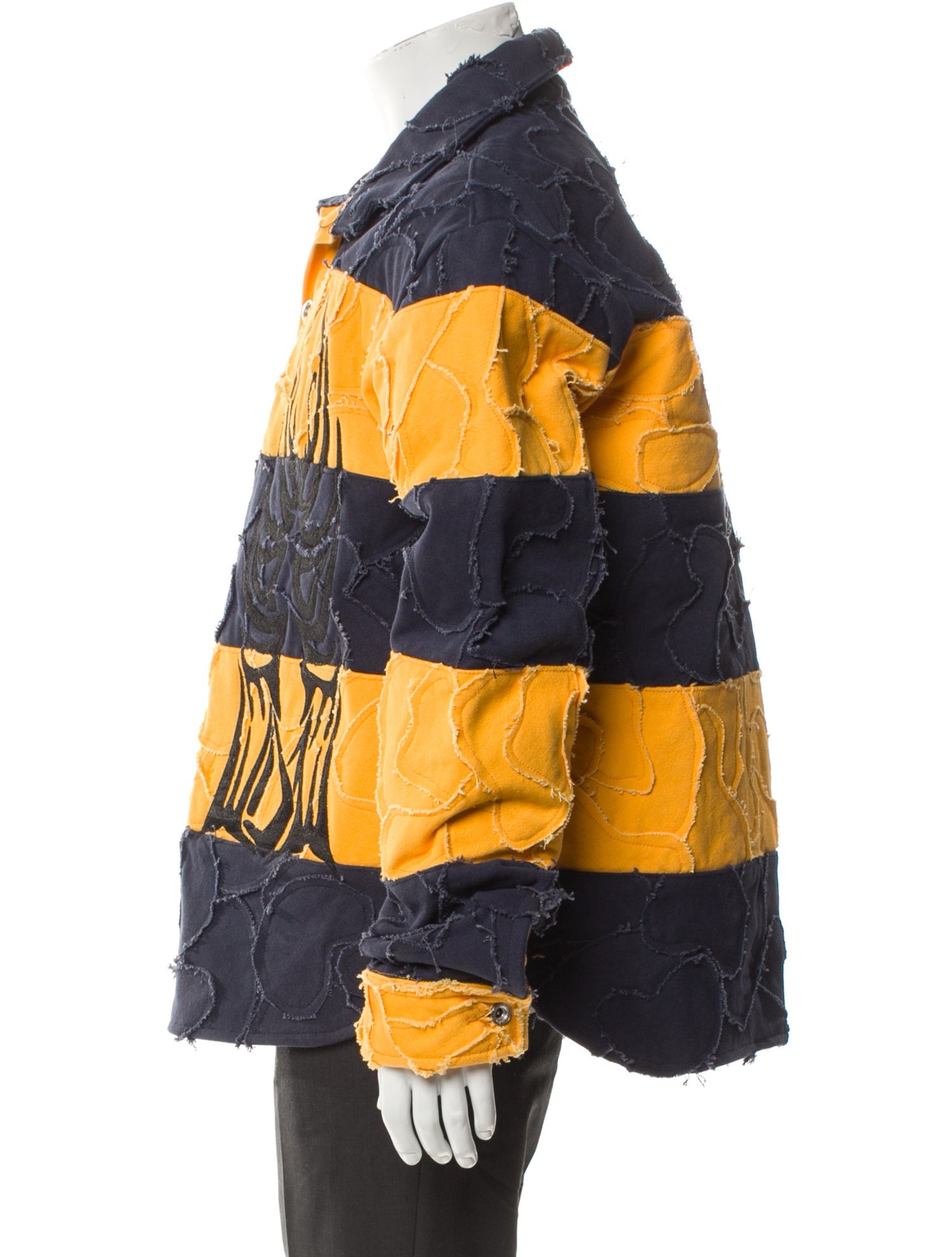 Who Decides War Winged Rugby Colorblock Pattern Puffer Coat