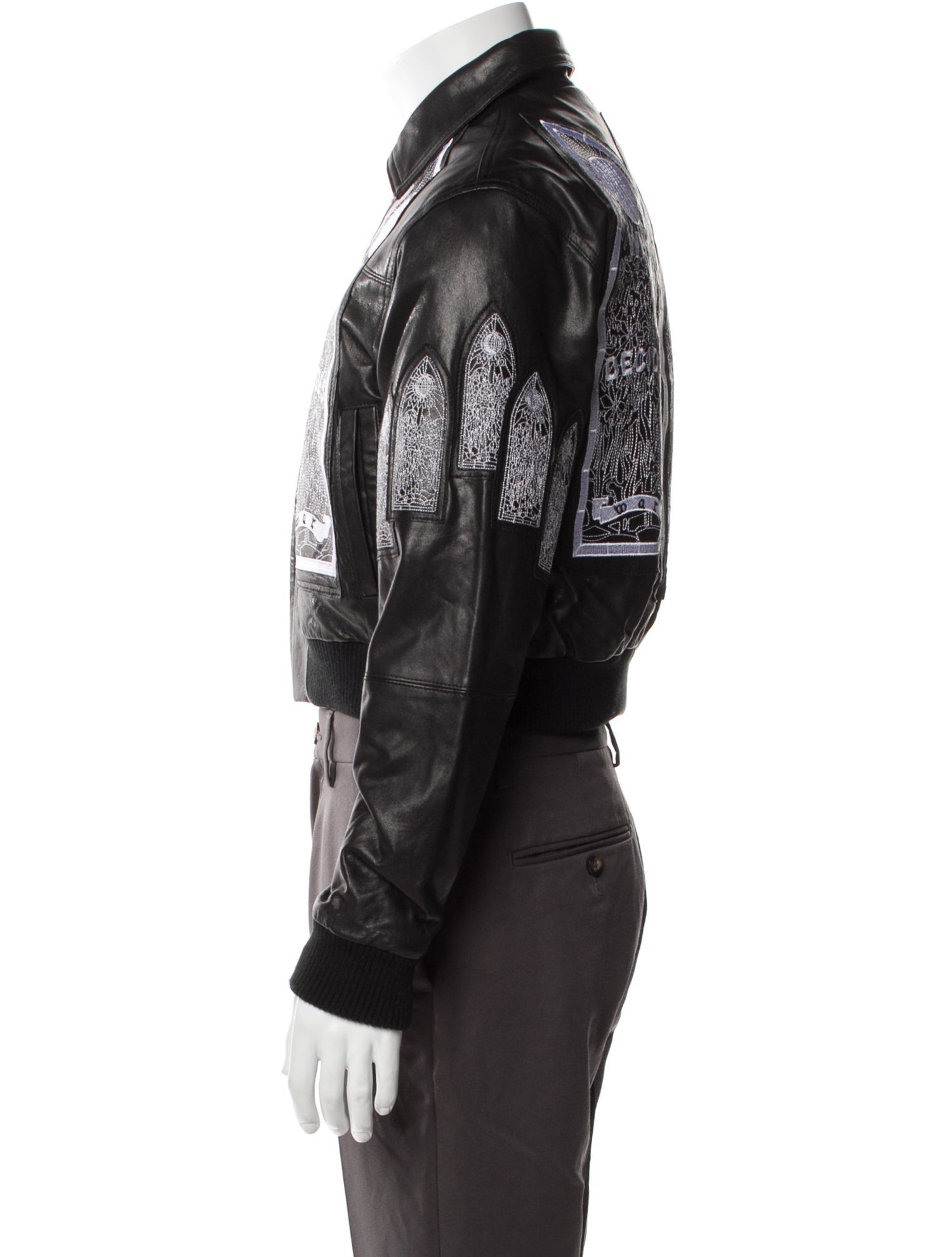 Who Decides War Leather Graphic Print Moto Jacket