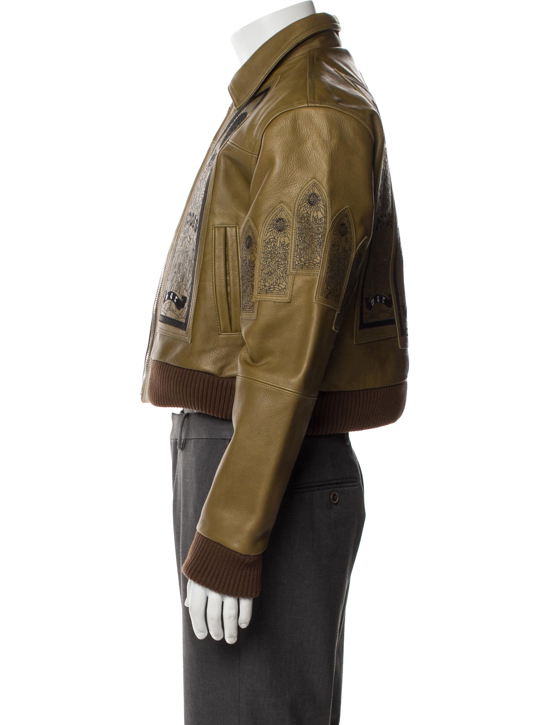 Who Decides War Leather Graphic Print Bomber Jacket