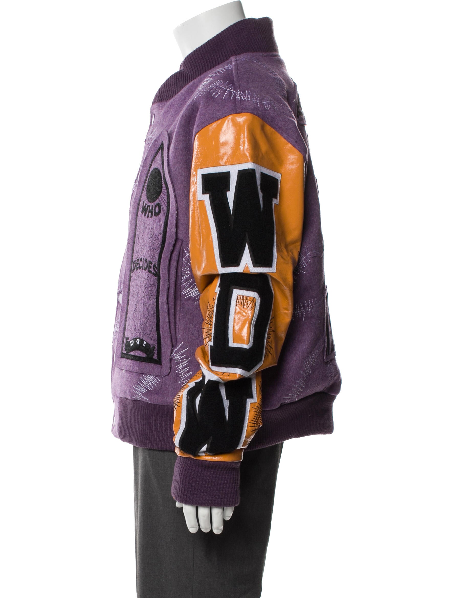 Who Decides War Graphic Print Varsity Jacket