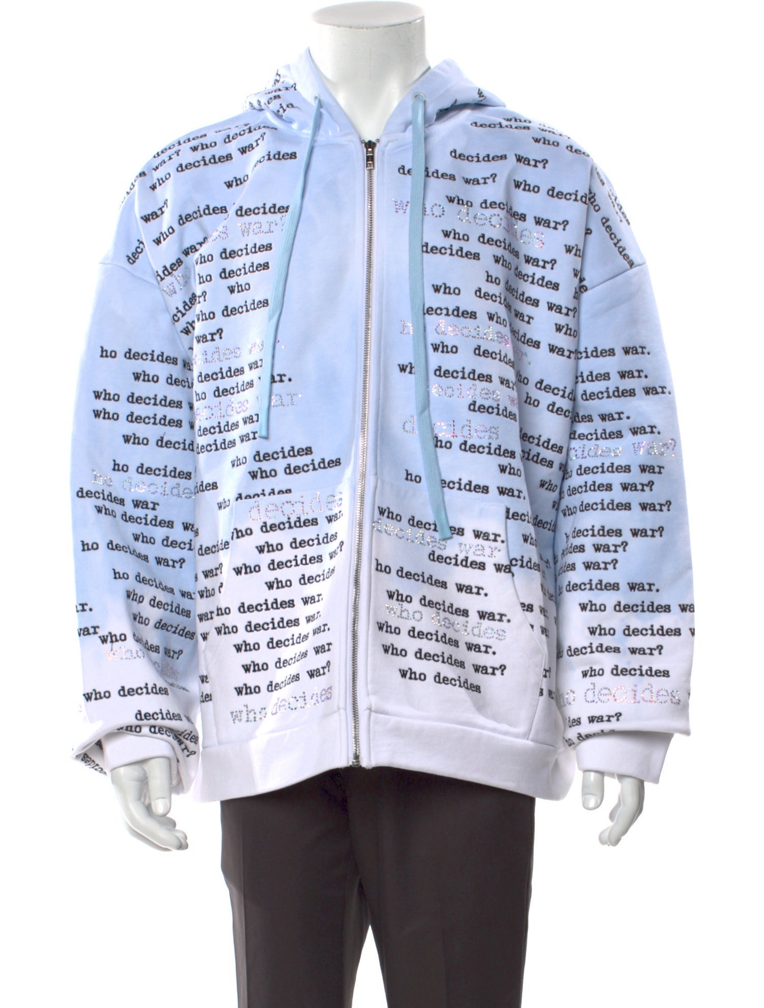 Who Decides War Printed Crew Neck Hoodie w/ Tags