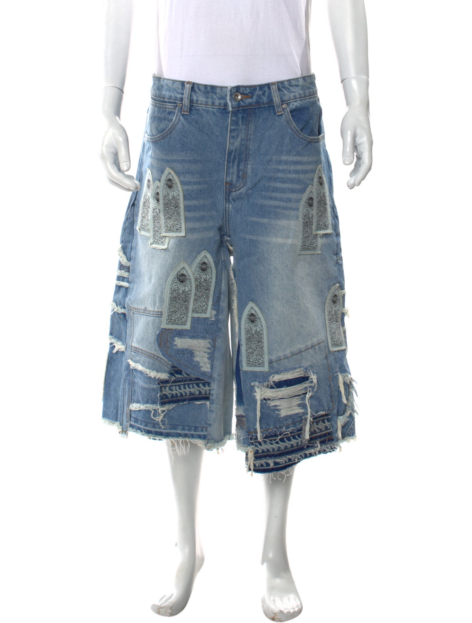 Who Decides War Printed Denim Shorts