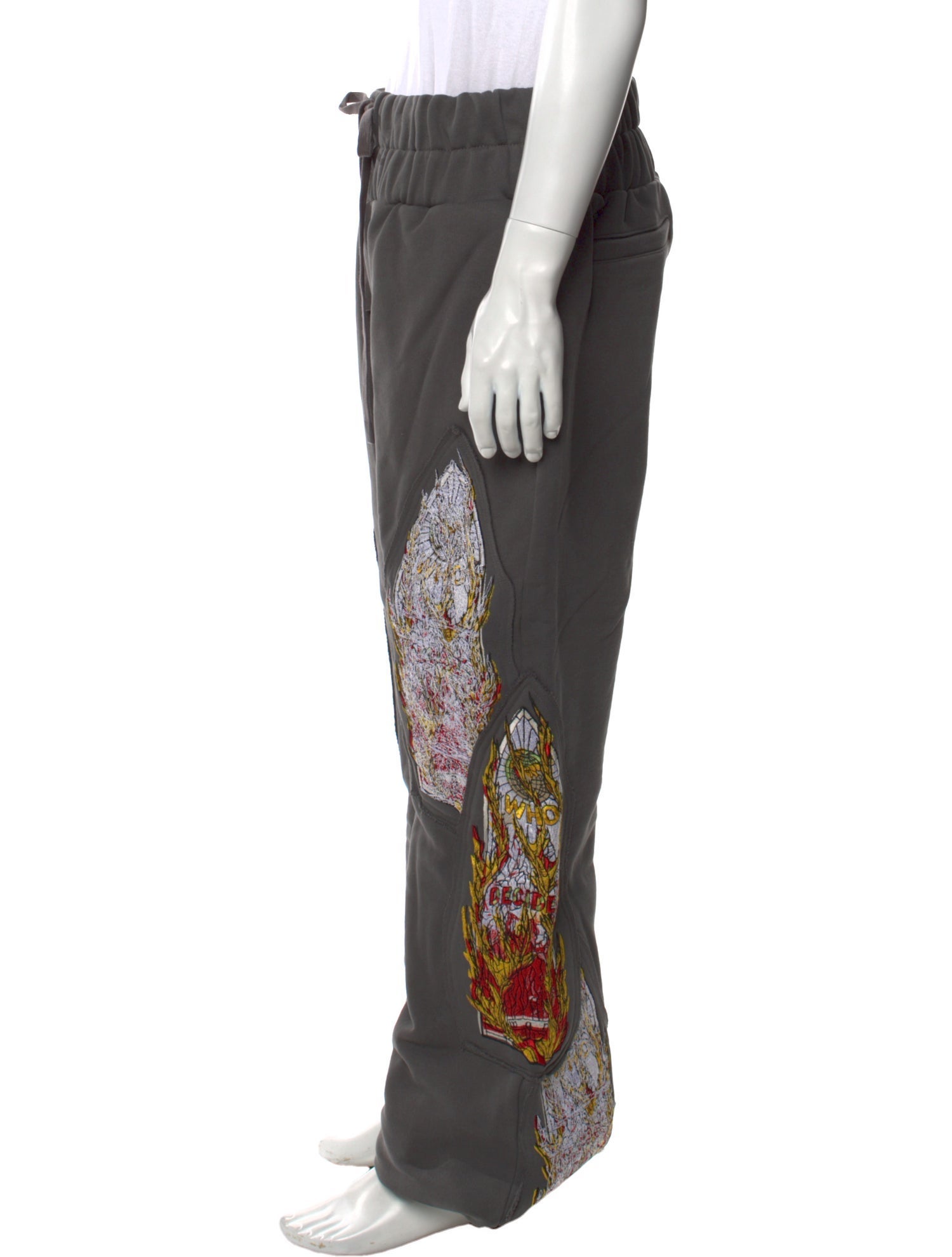 Who Decides War Printed Embroidered Accent Lounge Bottoms