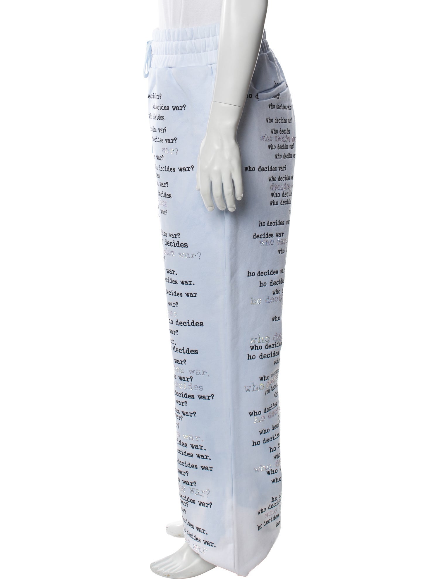 Who Decides War Printed Crystal Embellishments Lounge Bottoms