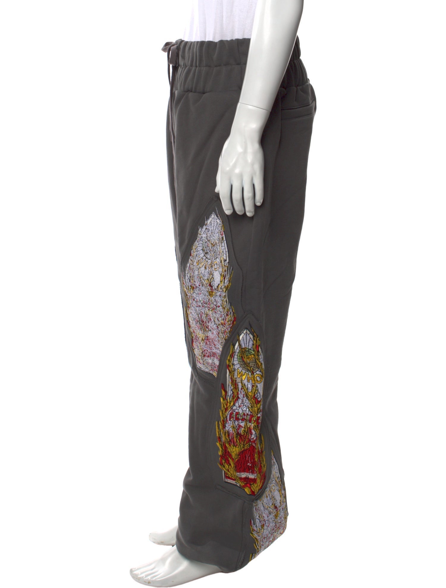 Who Decides War Printed Embroidered Accent Lounge Bottoms