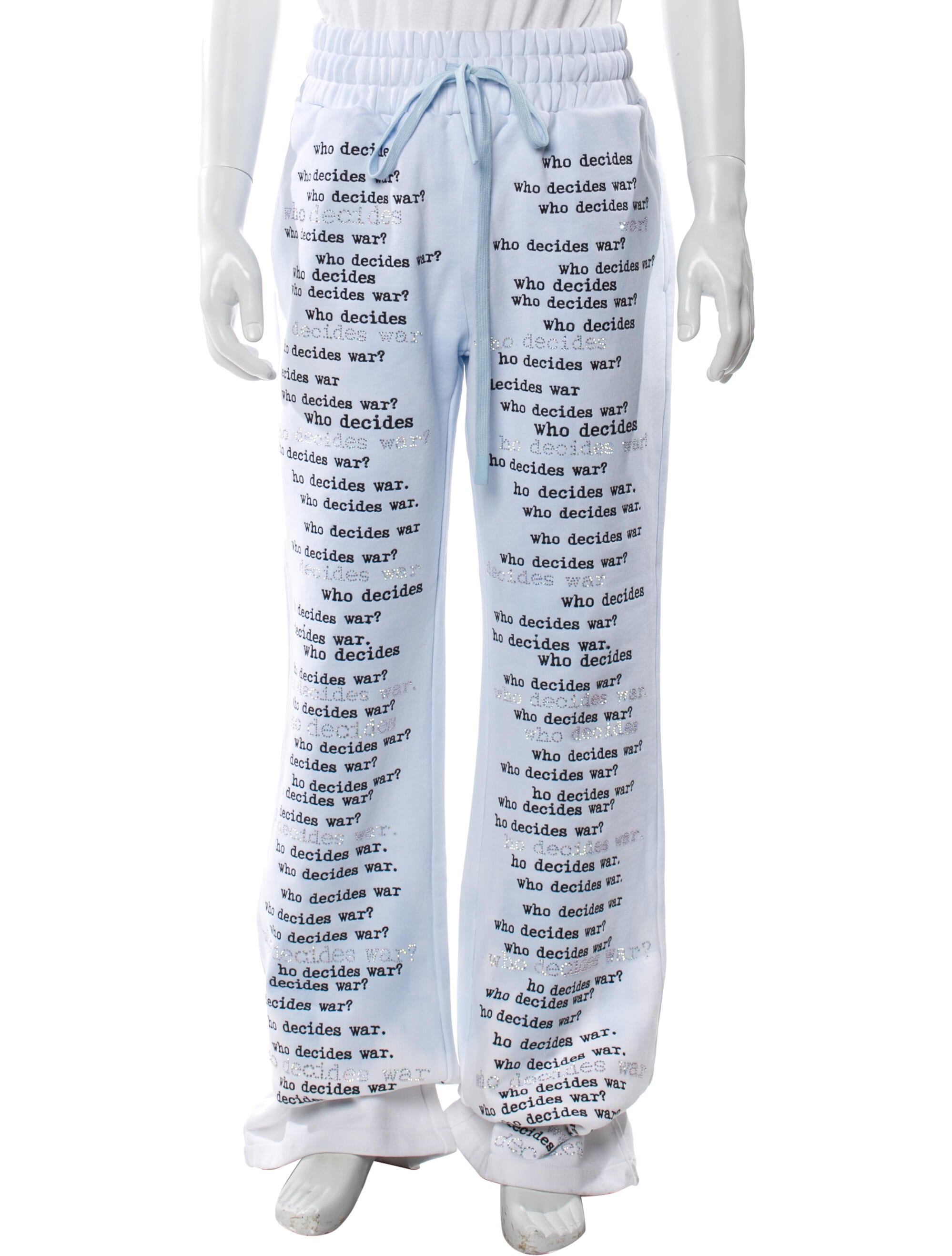 Who Decides War Printed Crystal Embellishments Lounge Bottoms