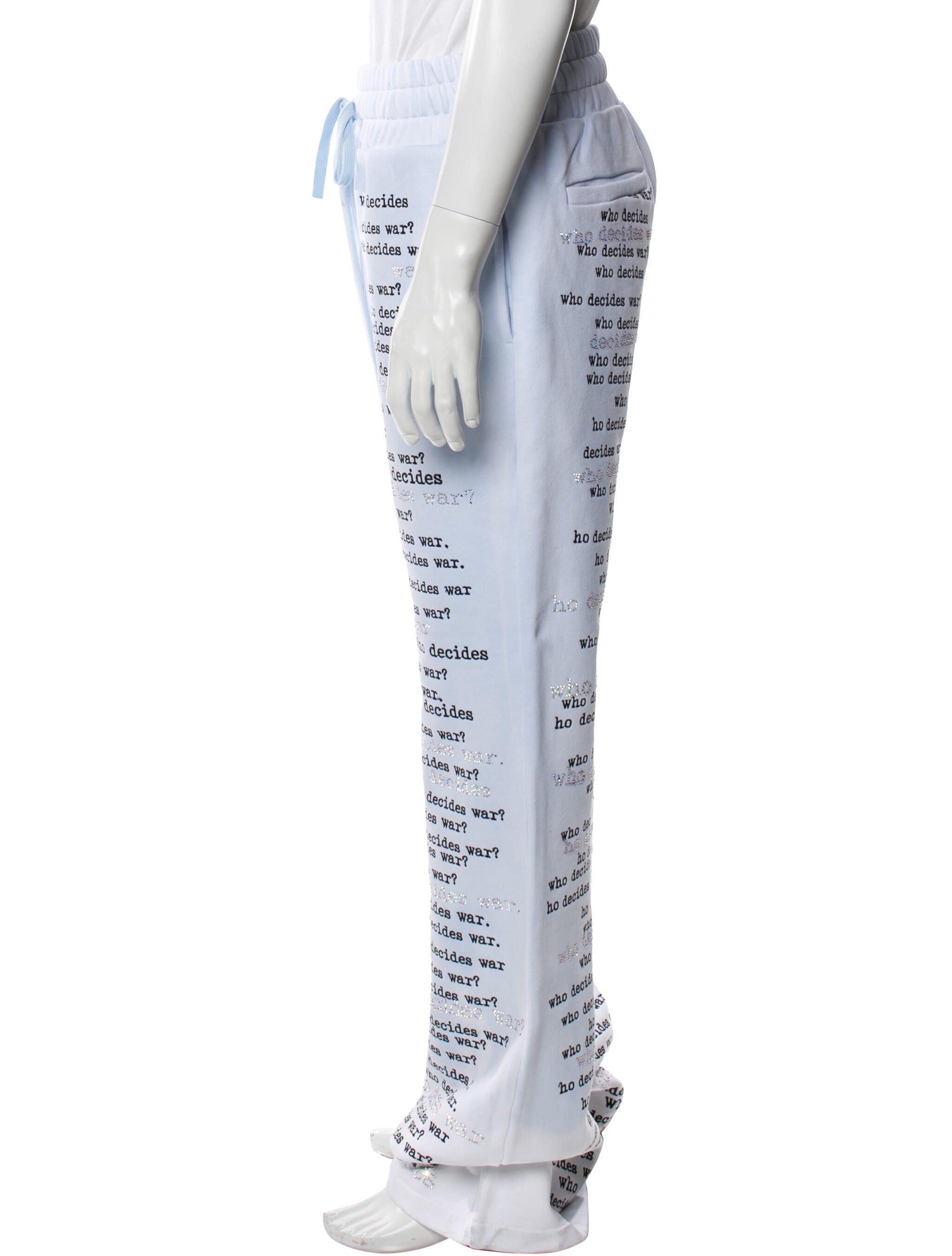 Who Decides War Printed Crystal Embellishments Lounge Bottoms