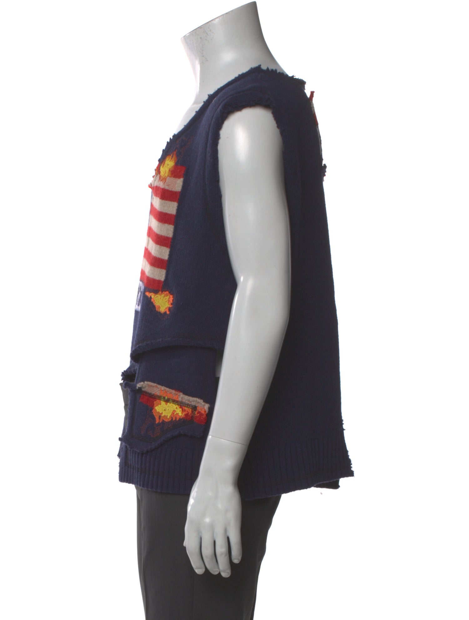 Who Decides War Graphic Print V-Neck Sweater Vest