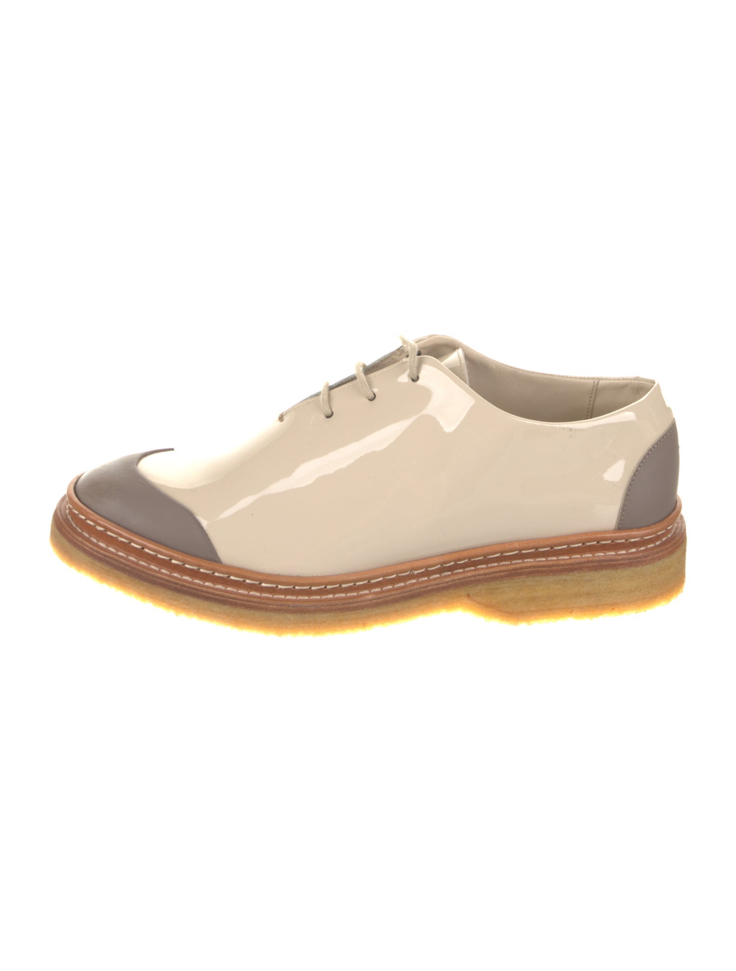 WANT Les Essentiels Patent Leather Colorblock Pattern Oxfords