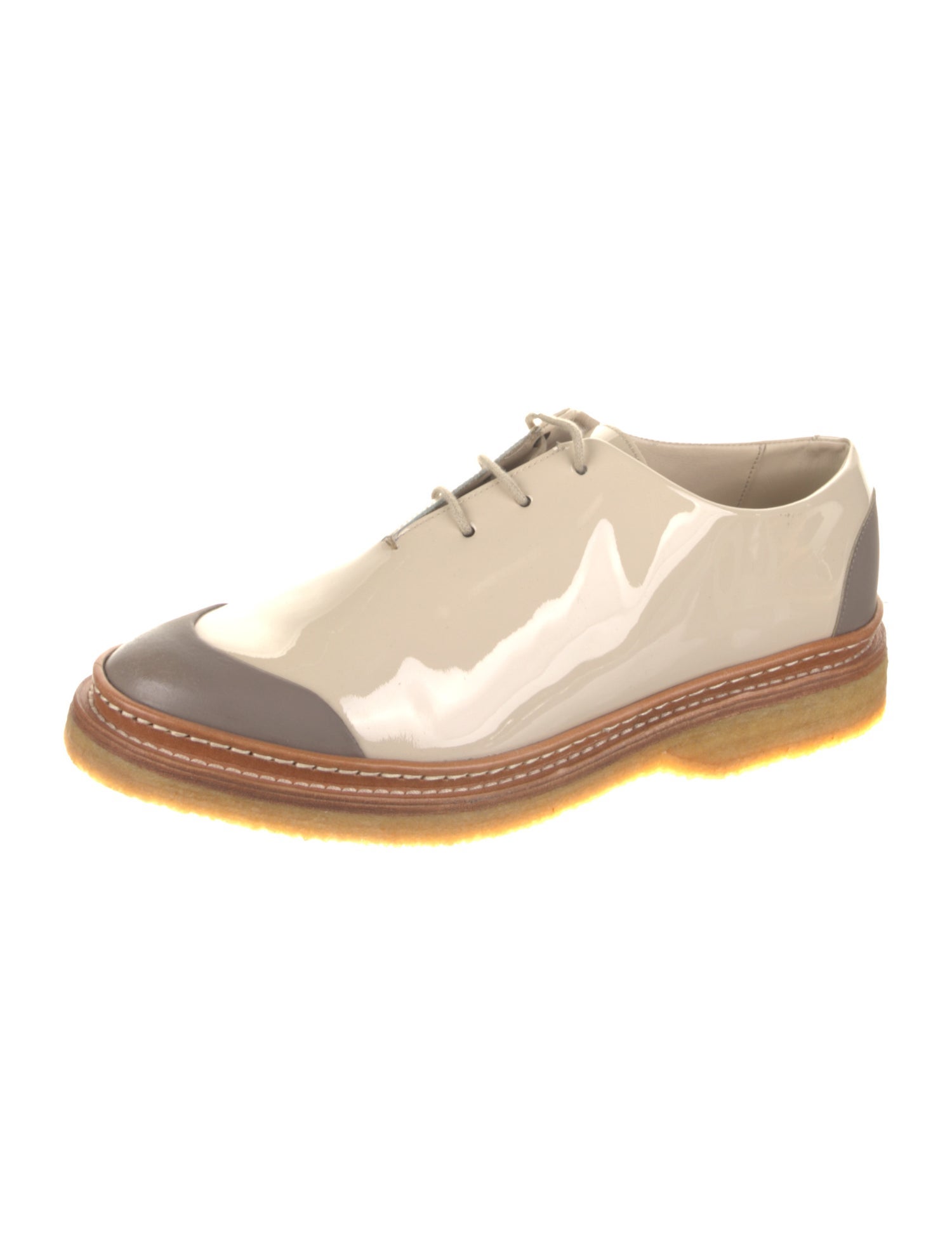 WANT Les Essentiels Patent Leather Colorblock Pattern Oxfords