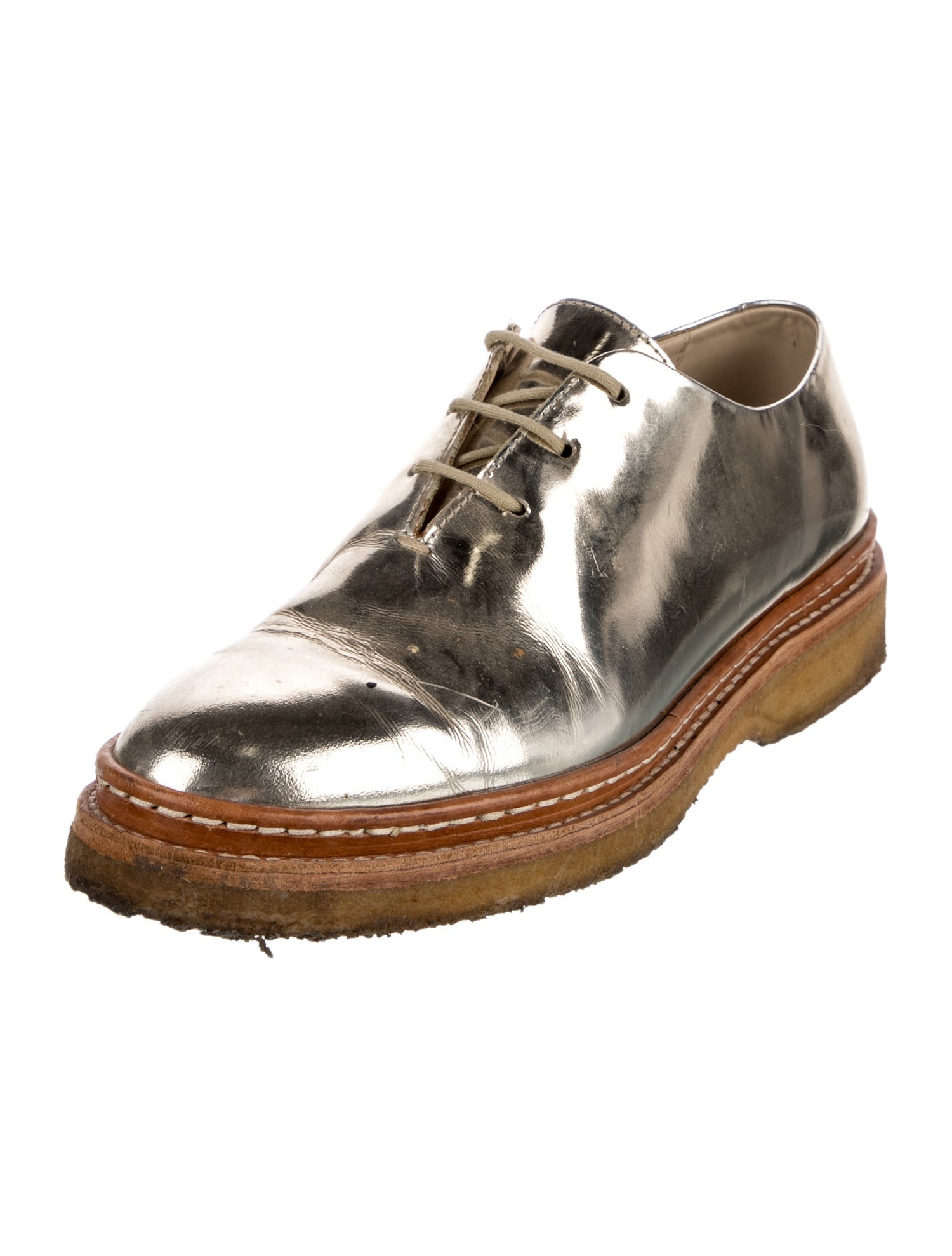 WANT Les Essentiels Patent Leather Colorblock Pattern Oxfords