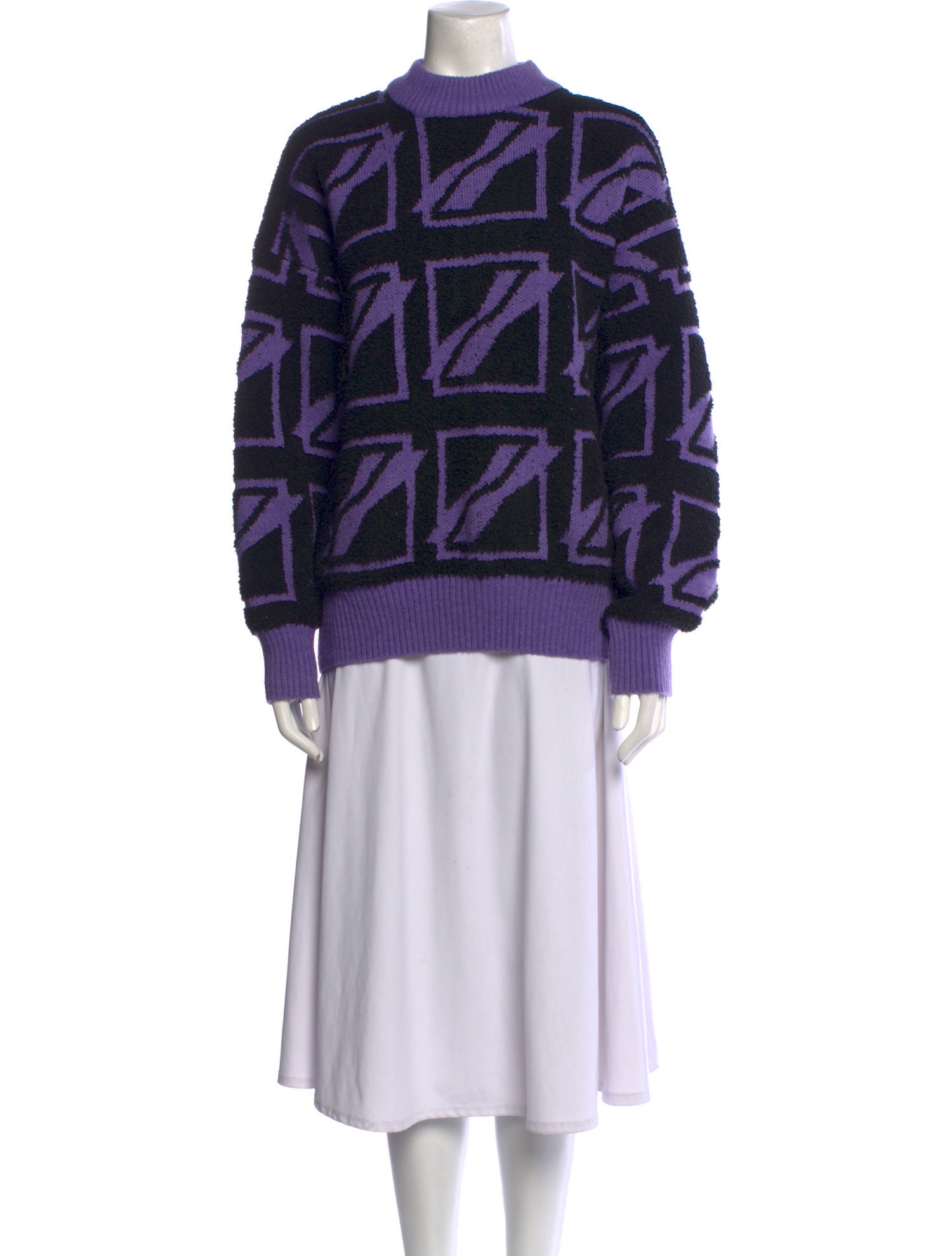 We11Done Printed Mock Neck Sweater