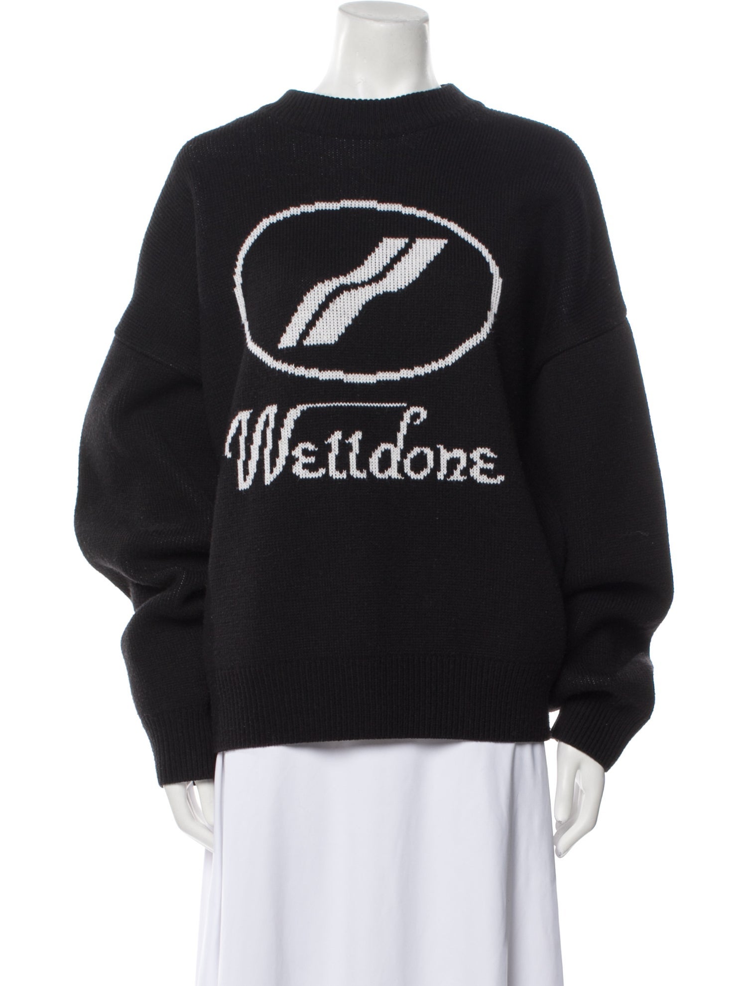 We11Done Graphic Print Mock Neck Sweater