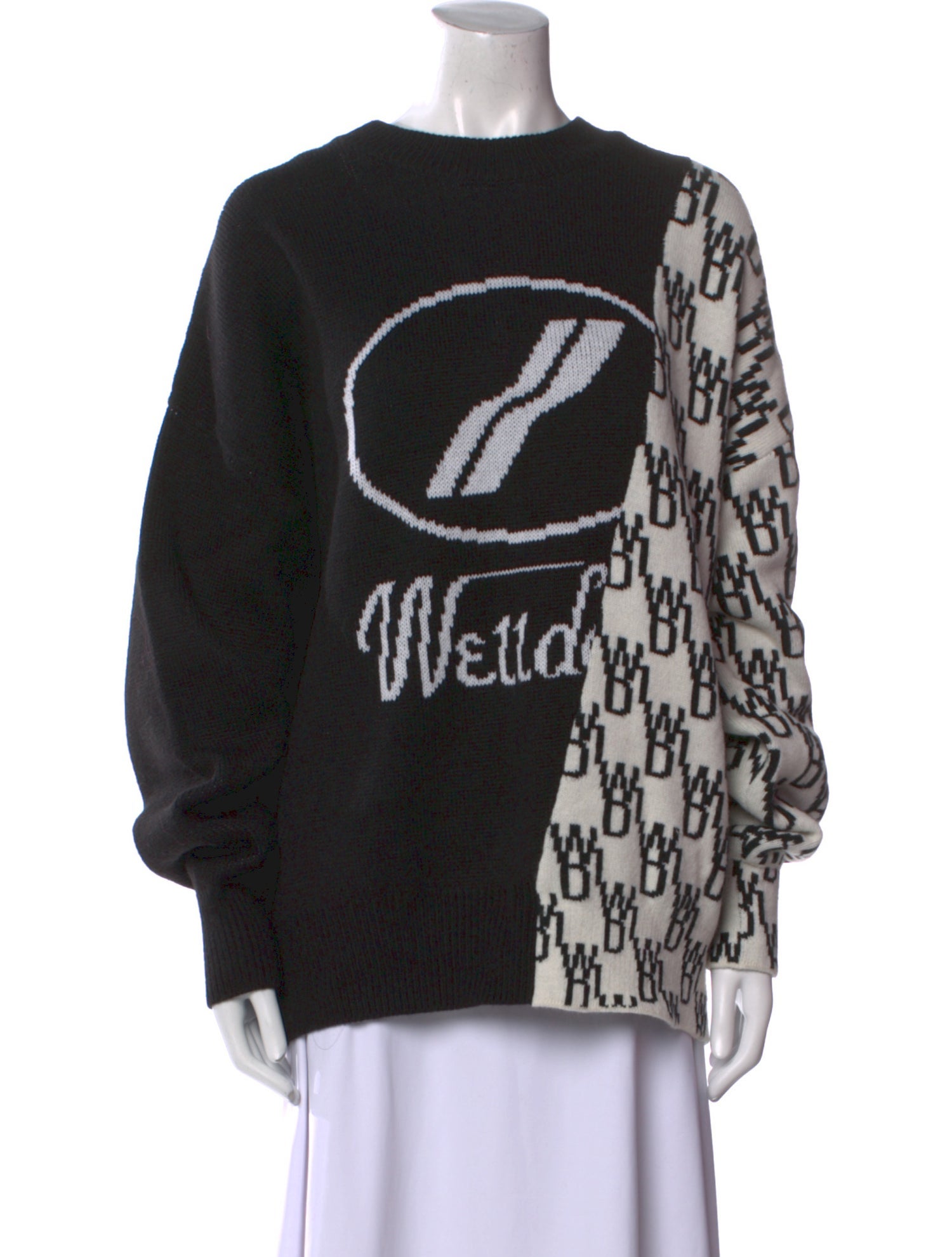 We11Done Printed Crew Neck Sweater