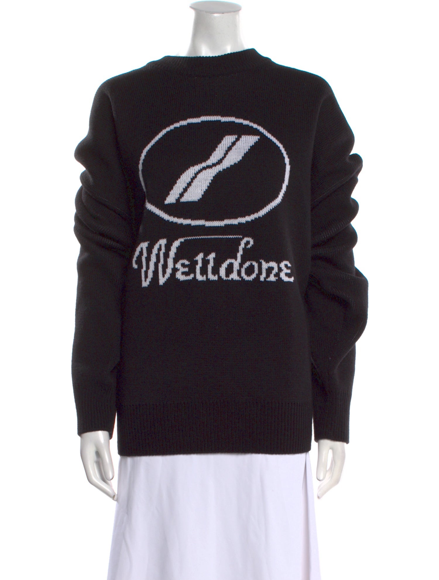 We11Done Graphic Print Bateau Neckline Sweater