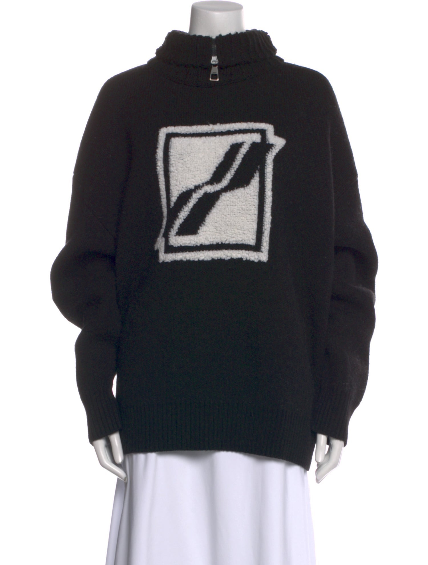 We11Done Graphic Print Mock Neck Sweater