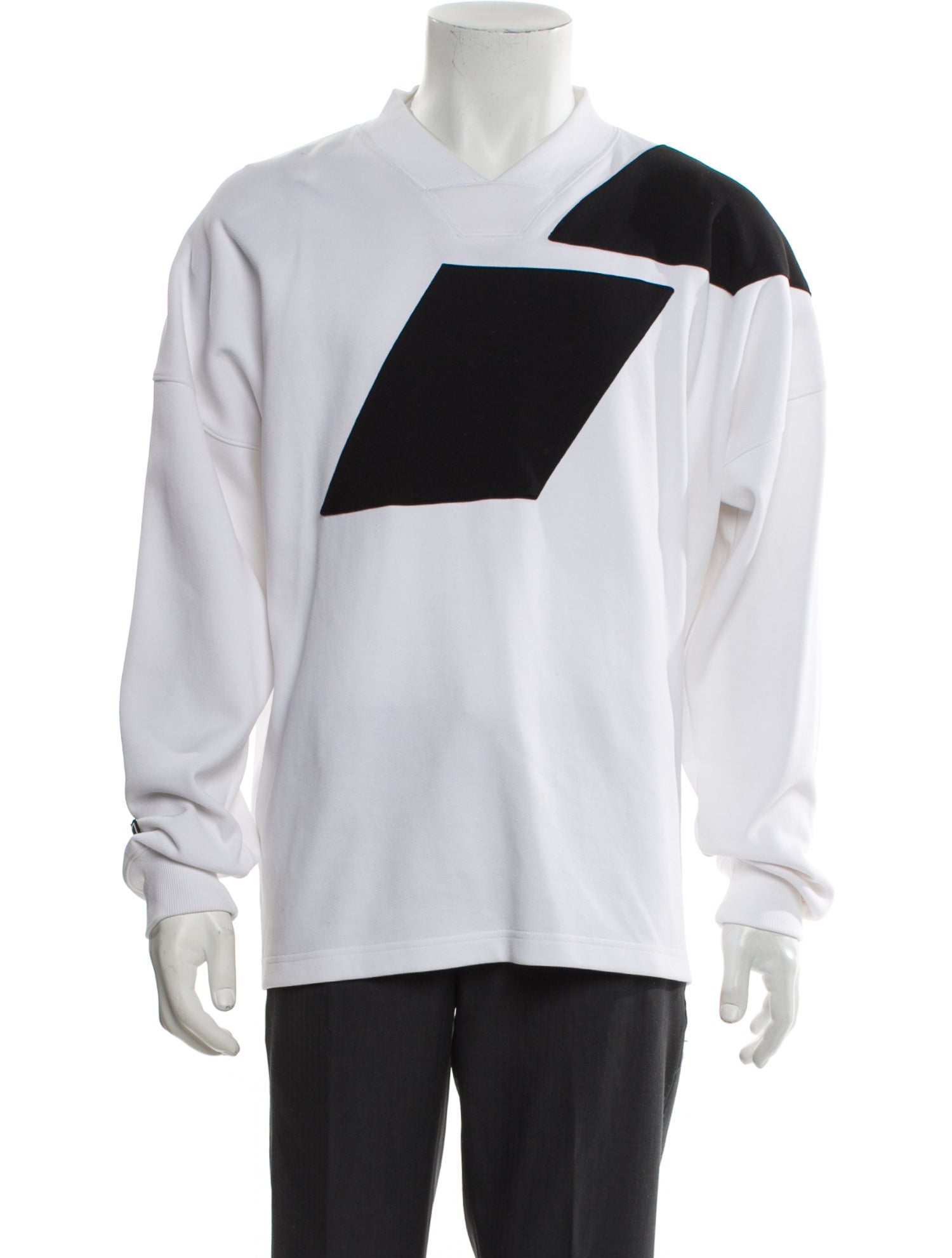 We11Done Colorblock Pattern V-Neck Sweatshirt