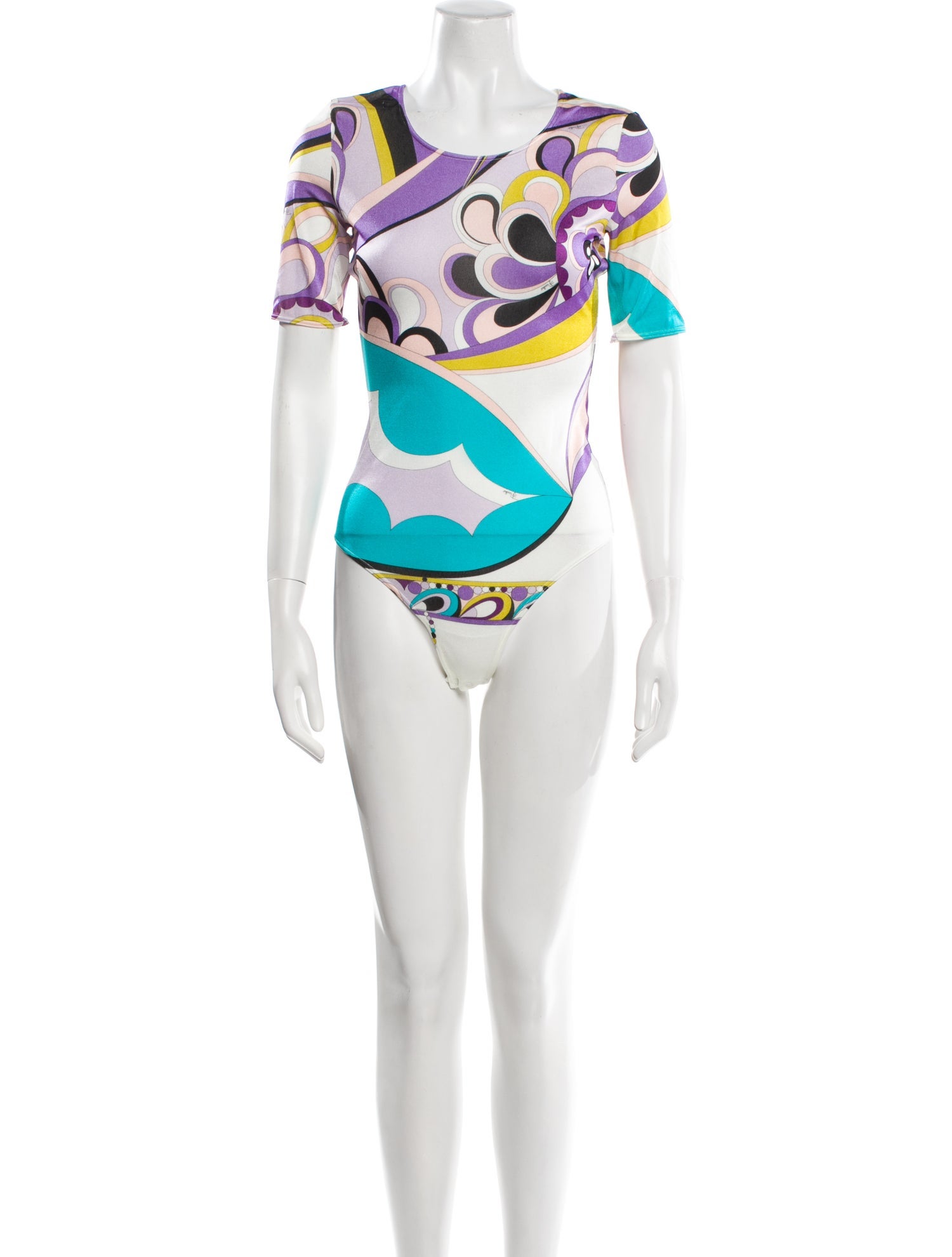 Wolford x Emilio Pucci Graphic Print Cowl Neck Bodysuit
