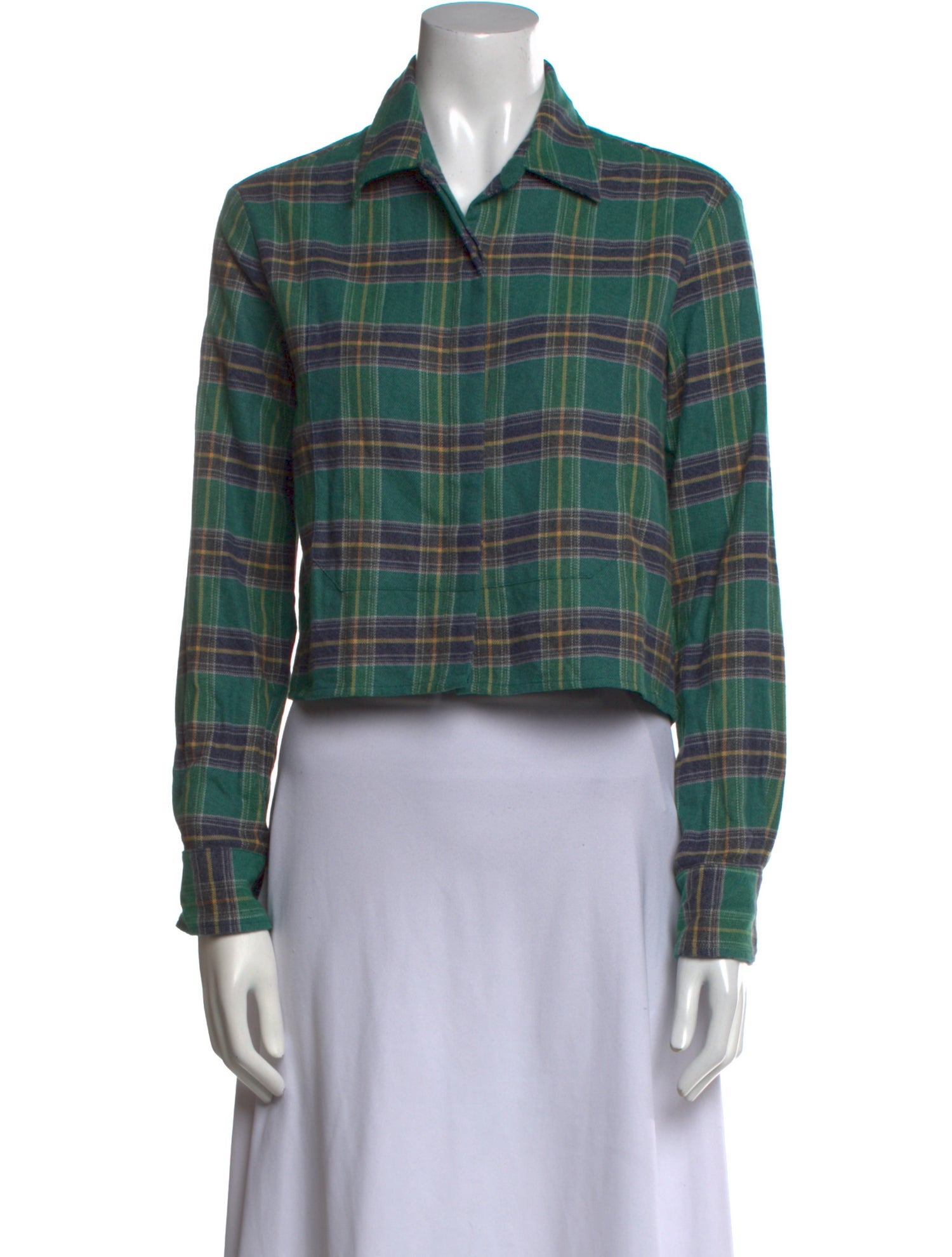 Wear Cissa Plaid Print Long Sleeve Crop Top