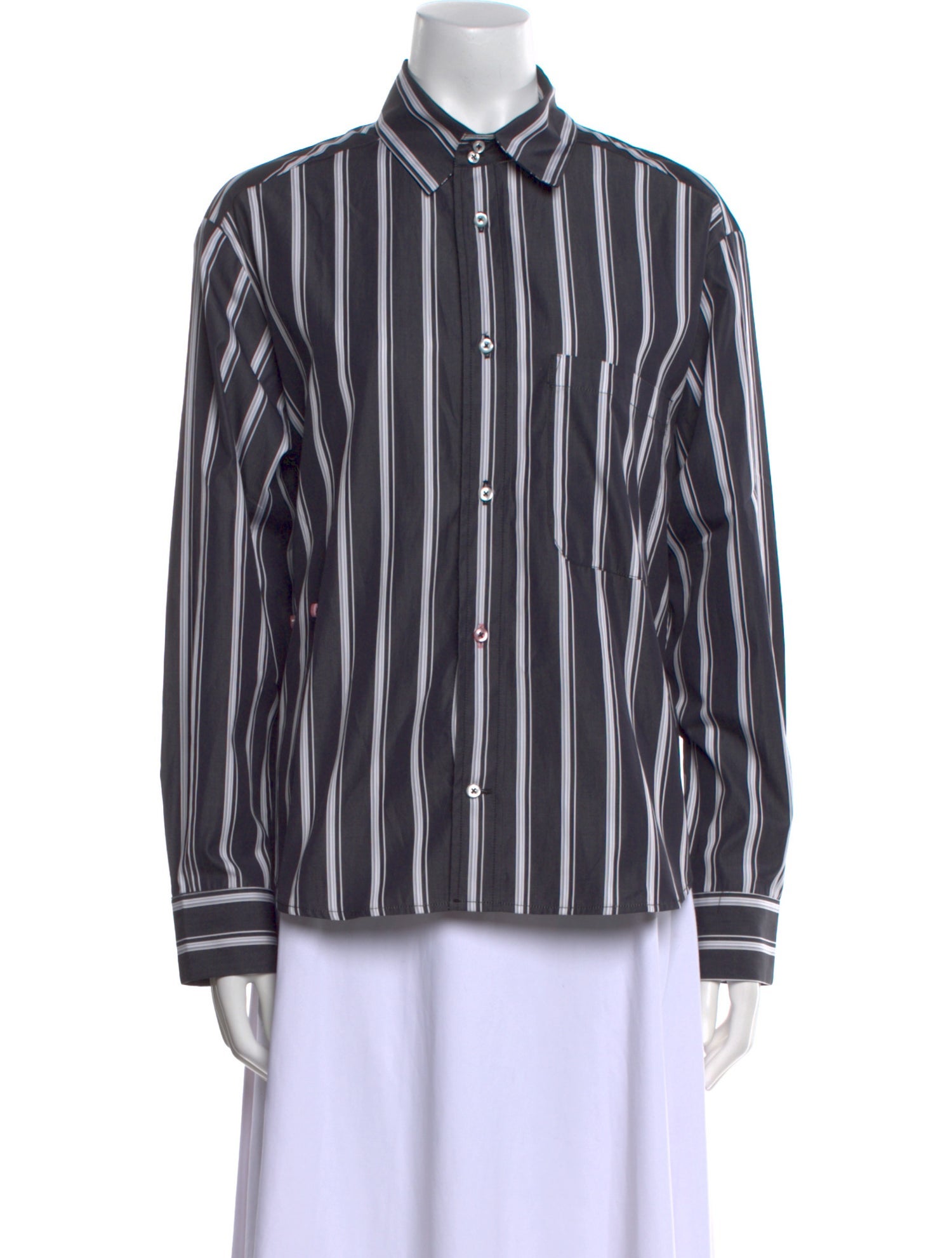 Wear Cissa Striped Long Sleeve Button-Up Top