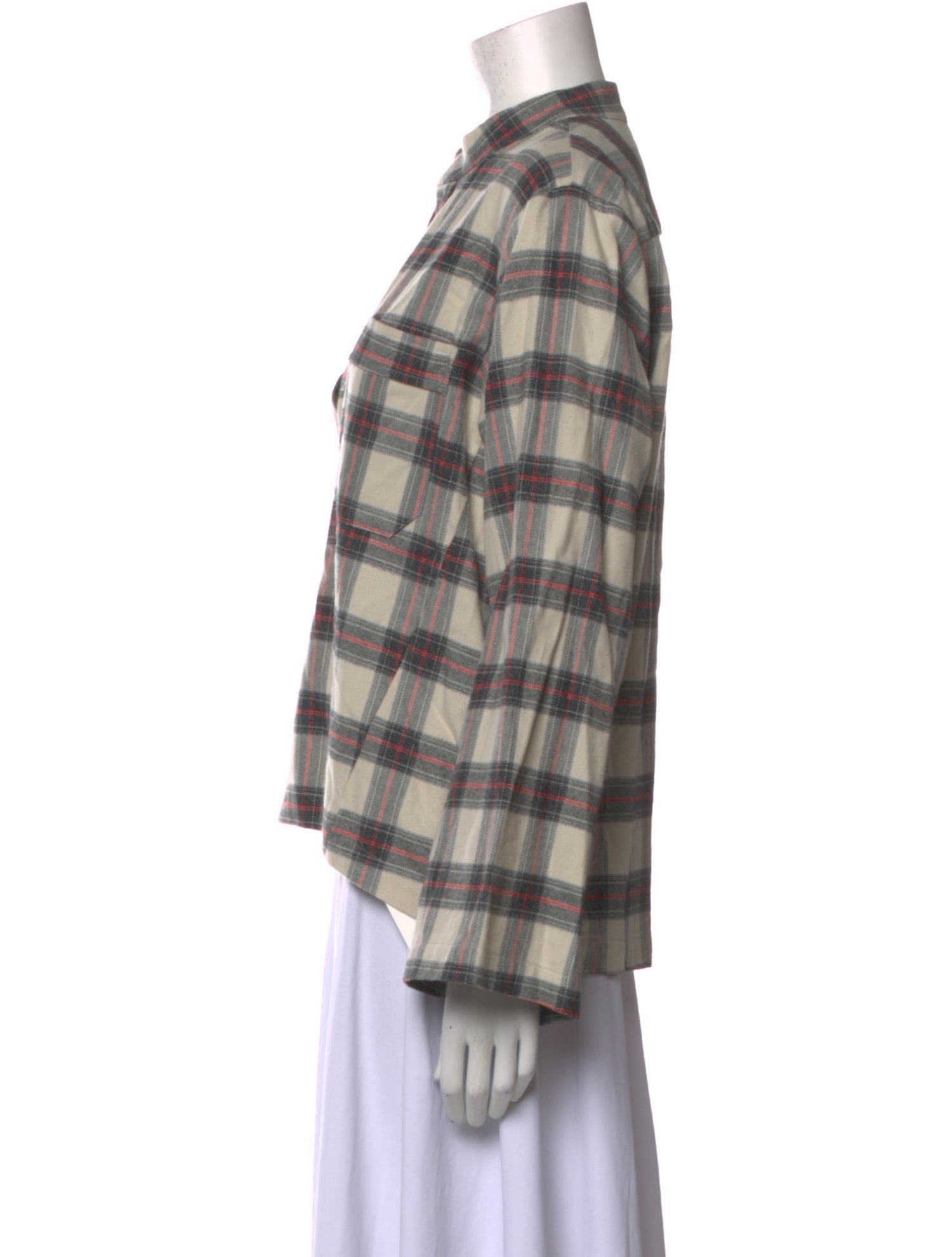 Wear Cissa Plaid Print Mock Neck Button-Up Top w/ Tags