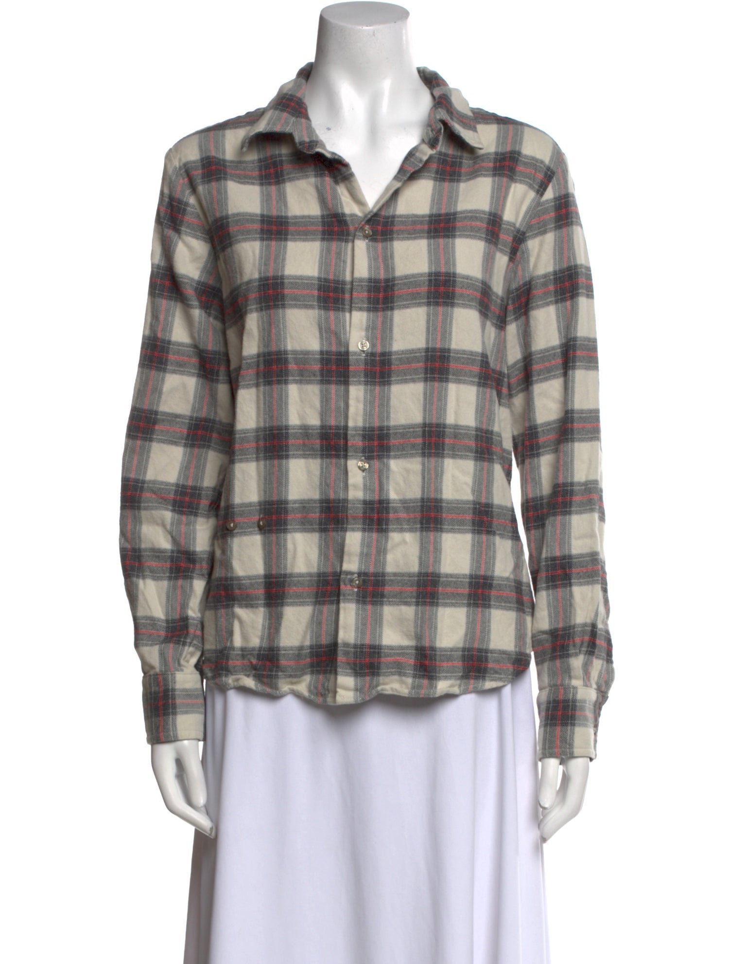 Wear Cissa Plaid Print Long Sleeve Button-Up Top
