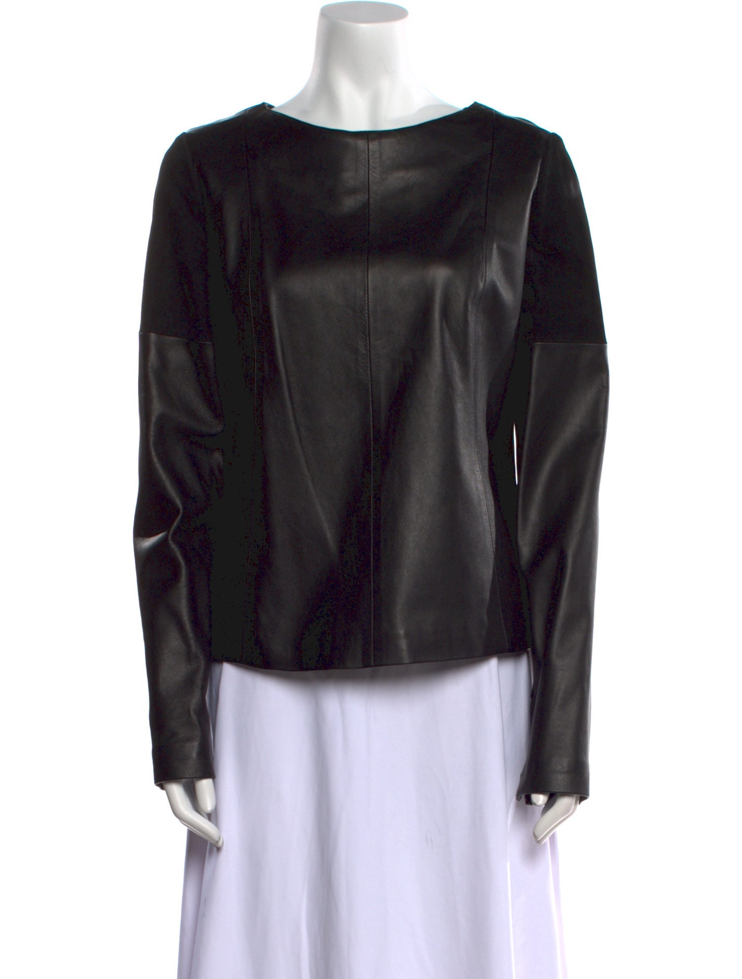 West Coast Leather Bateau Neckline Long Sleeve Blouse