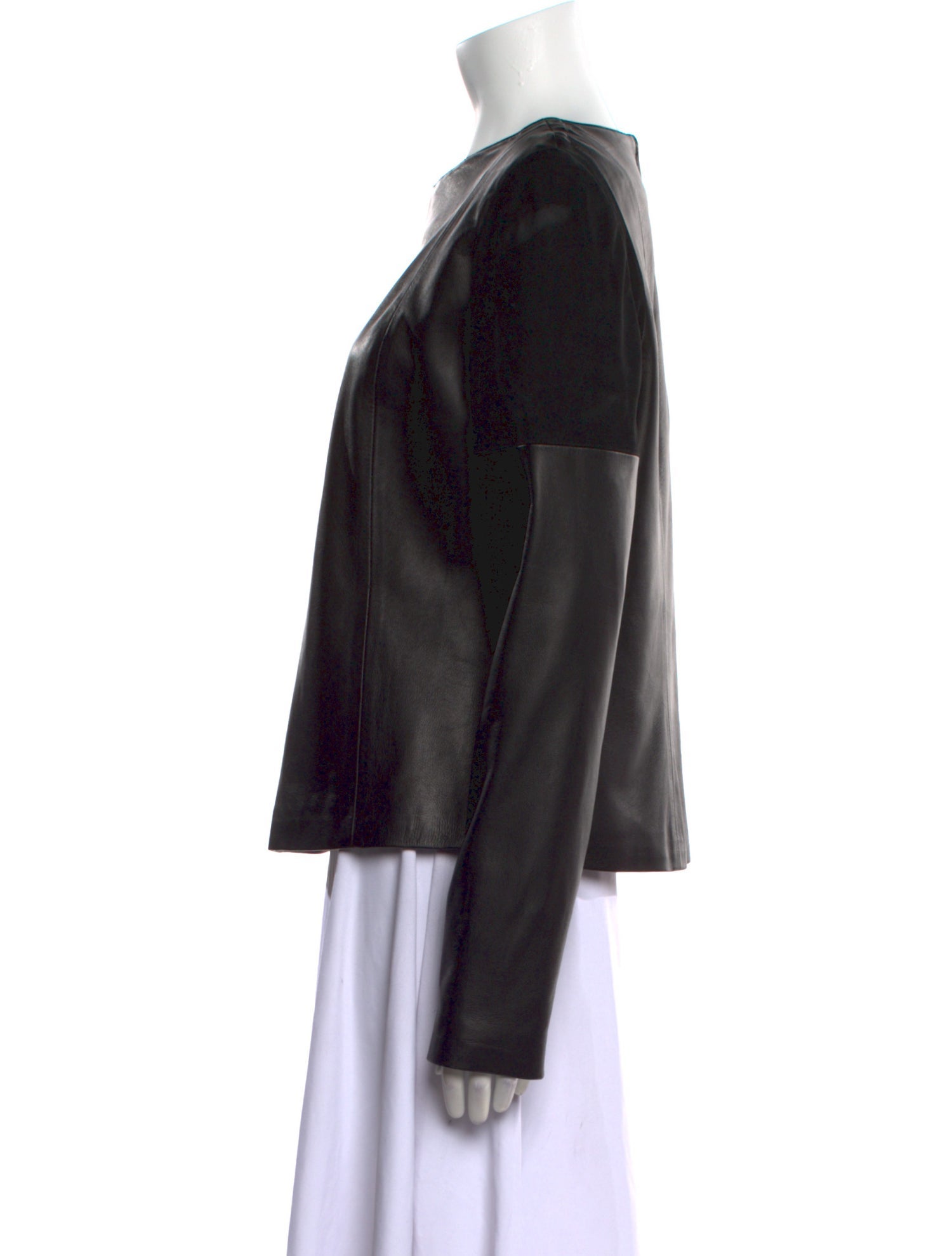 West Coast Leather Bateau Neckline Long Sleeve Blouse