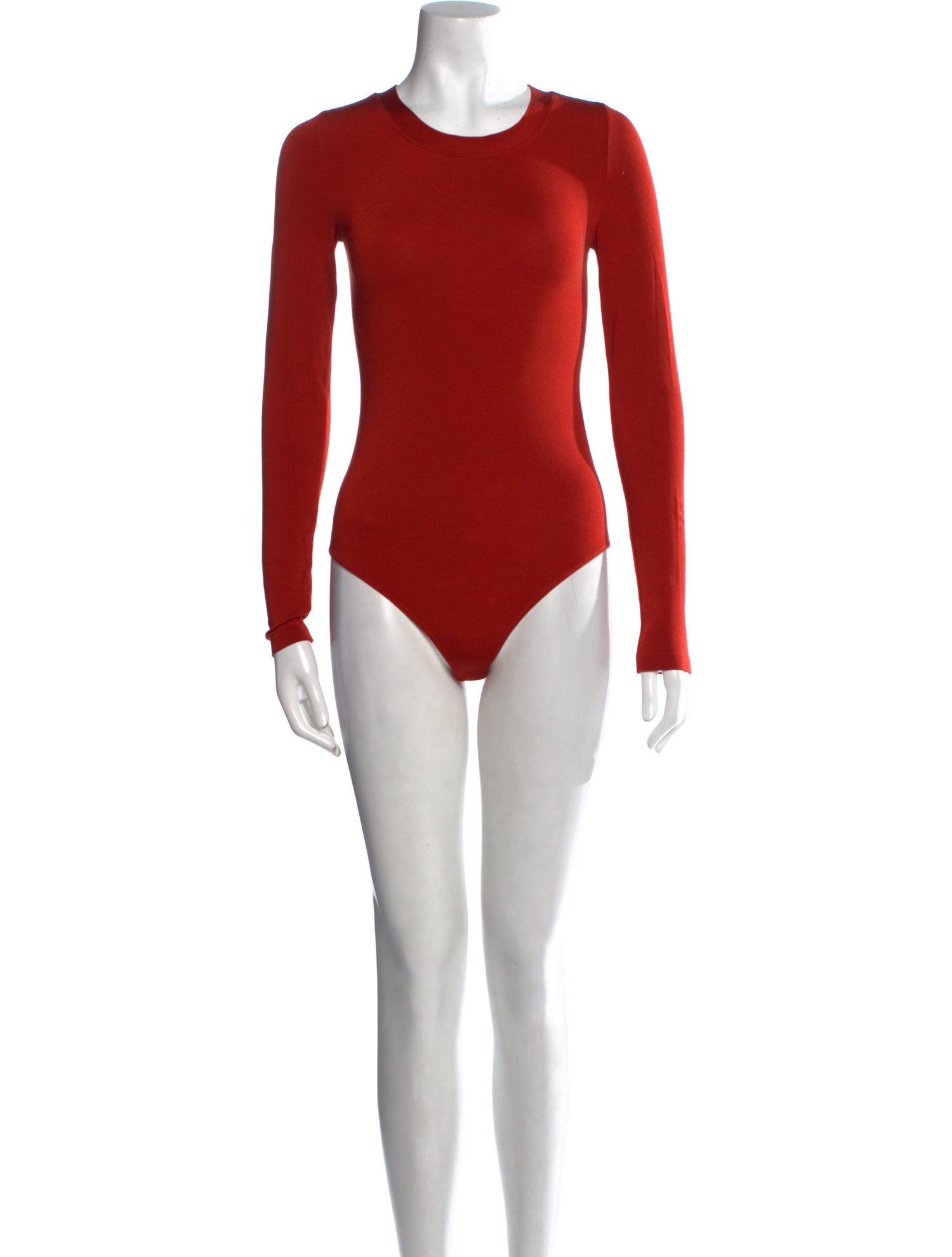 Wolford Crew Neck Long Sleeve Bodysuit Red Tops, Clothing WWF39814