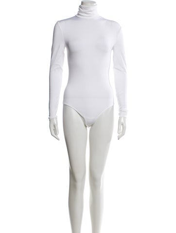Pre-owned Wolford Turtleneck Long Sleeve Bodysuit In White